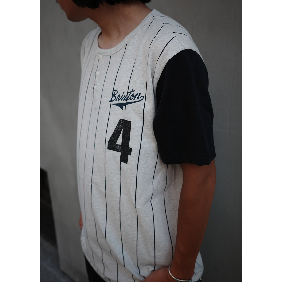 THE LEAGUE BASEBALL TEE - HEATHER GREY ASH/WASHED NAVY