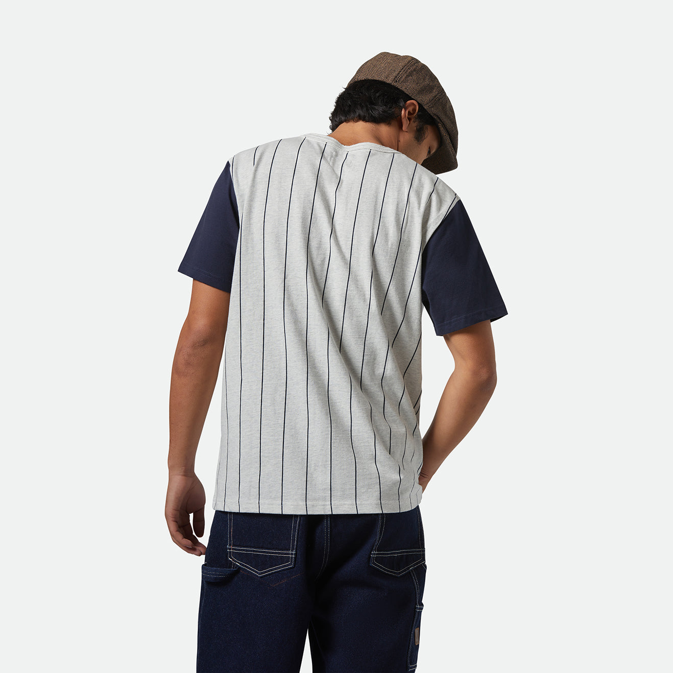 THE LEAGUE BASEBALL TEE - HEATHER GREY ASH/WASHED NAVY
