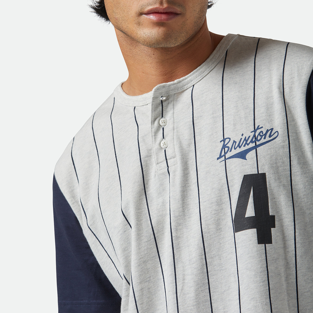 THE LEAGUE BASEBALL TEE - HEATHER GREY ASH/WASHED NAVY