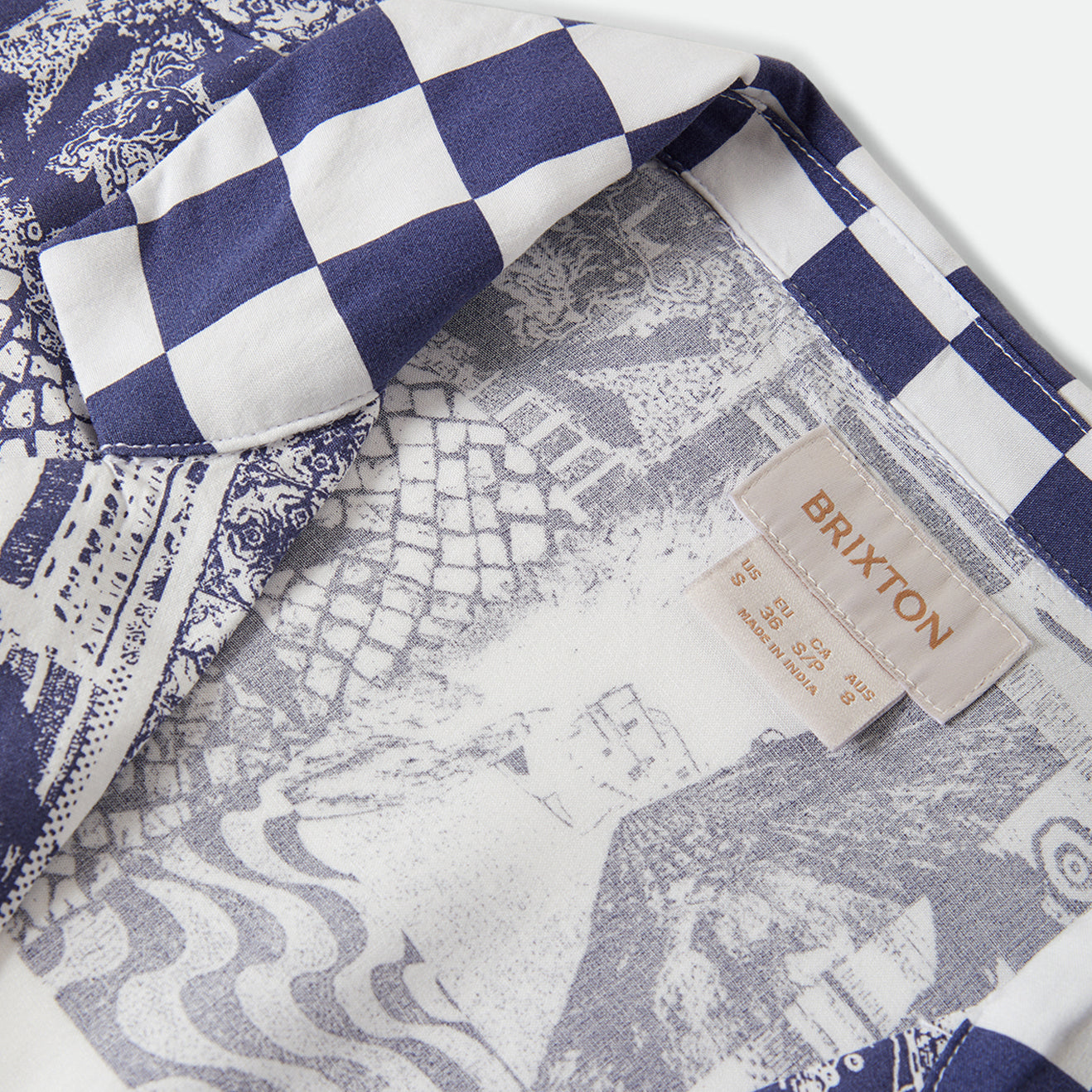 THE OMAR BUTTON DOWN S/S WOVEN - NAVY/WHITE COLLAGE