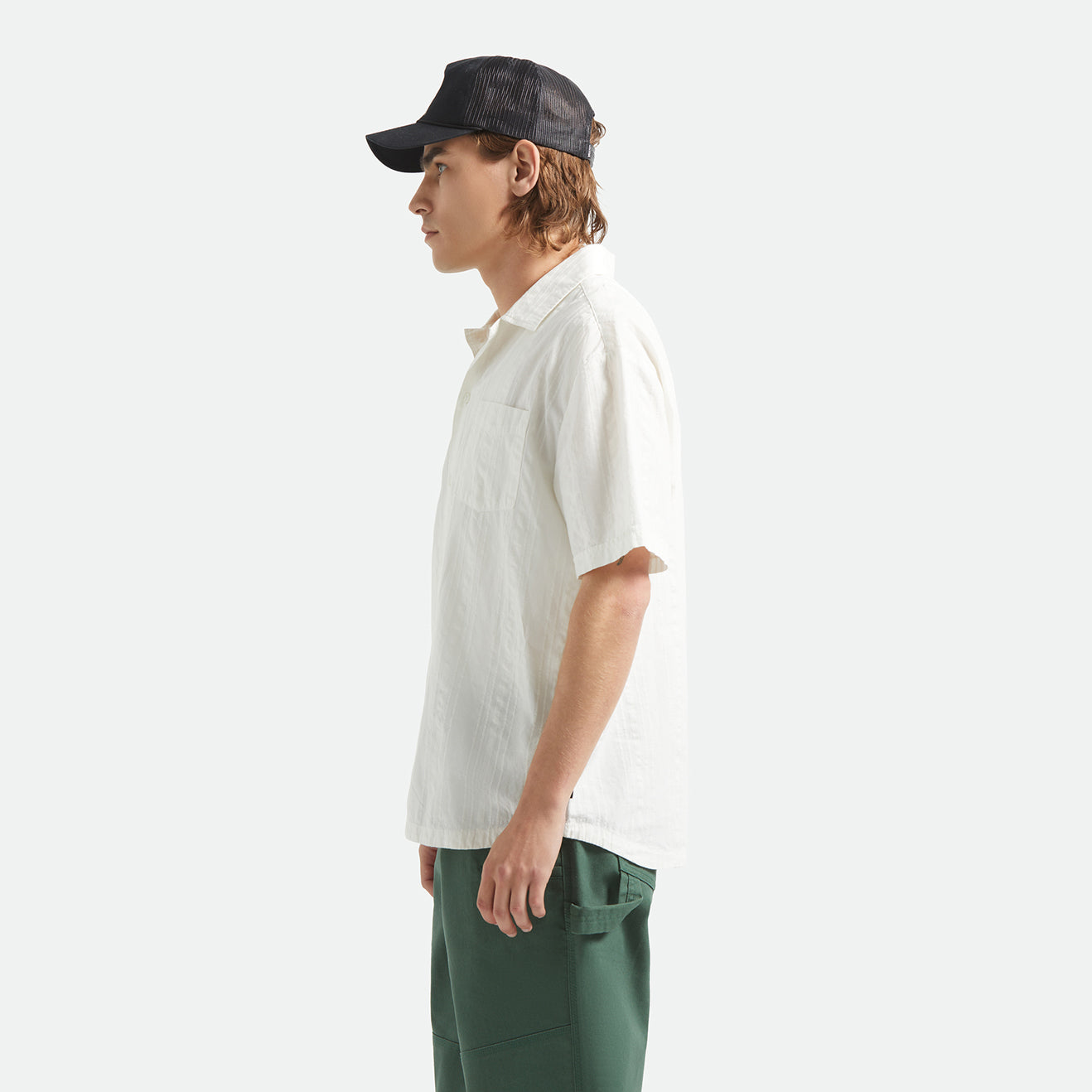 THE VINTAGE S/S WVN - OFF WHITE JACQUARD STRIPE