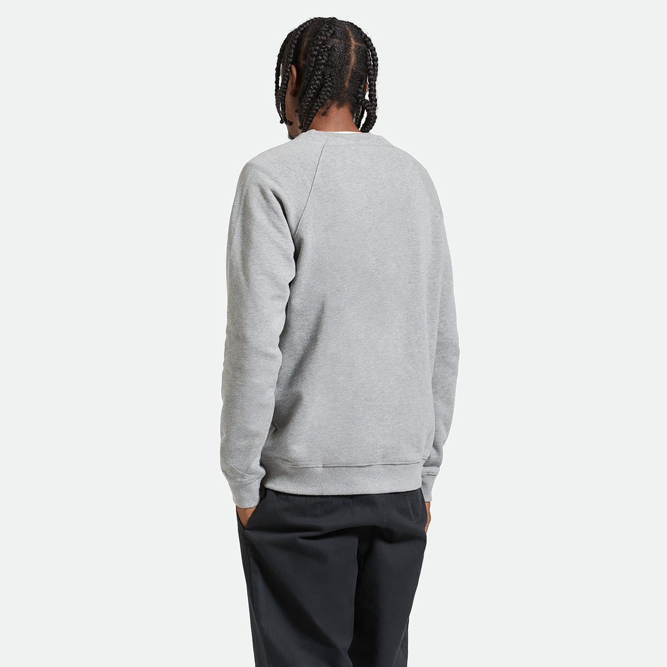 UNIVERSITY BROKEN IN CREW-HEATHER GREY/PINE NEEDLE