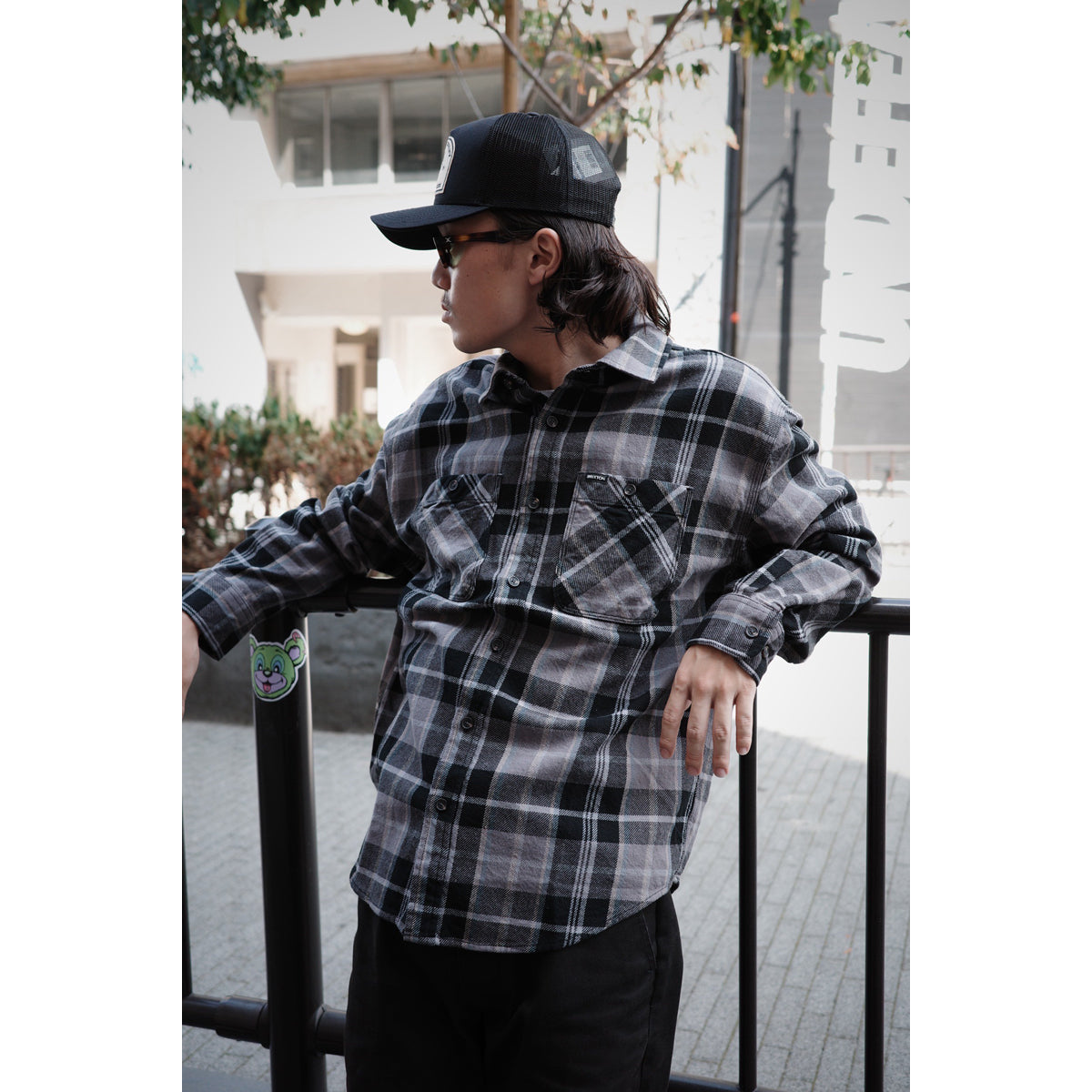 VINTAGE WASH FLANNEL - BLACK/CHARCOAL BEIGE/SLATE