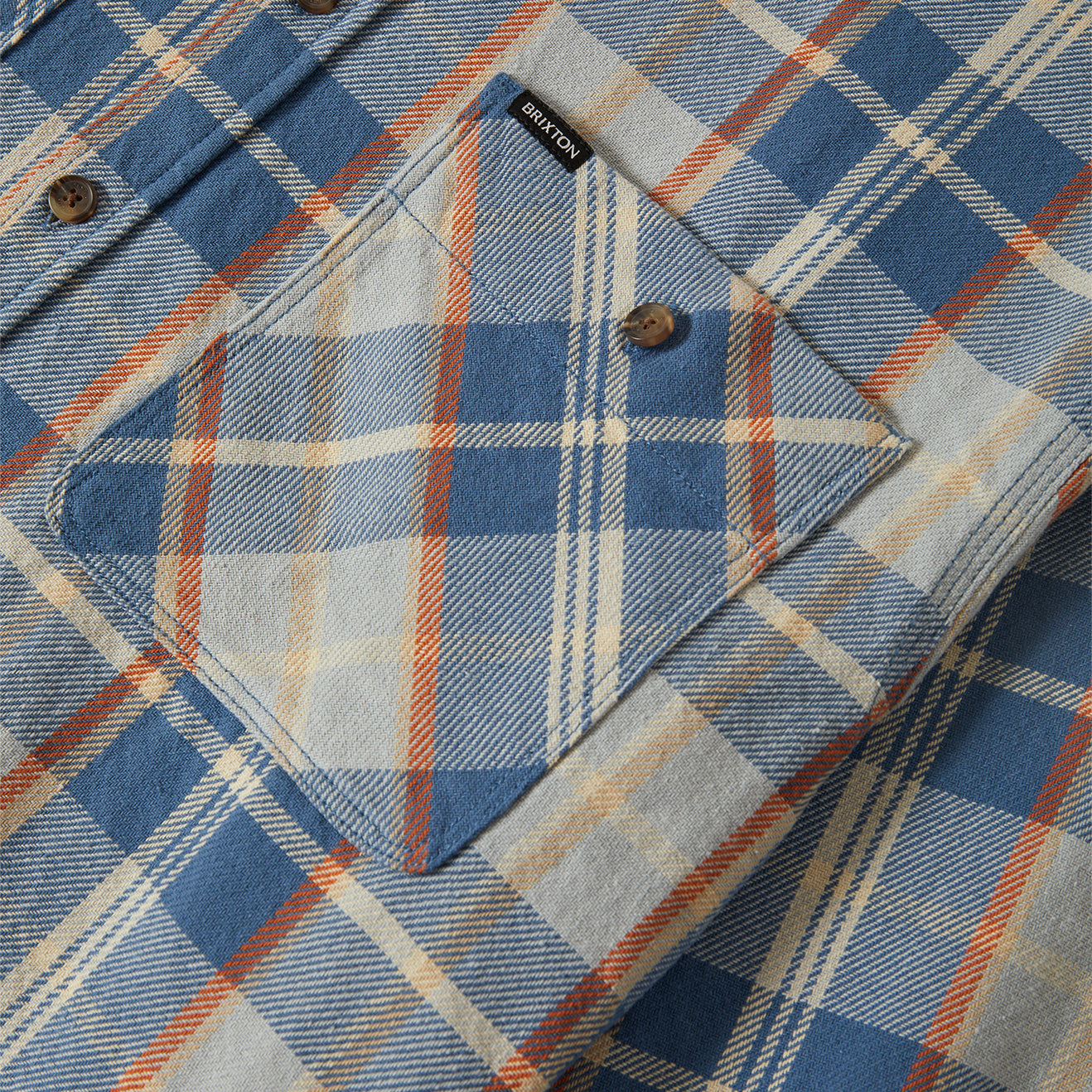 VINTAGE WASH FLANNEL - BLUE/SOFT BLUE/ORANGE