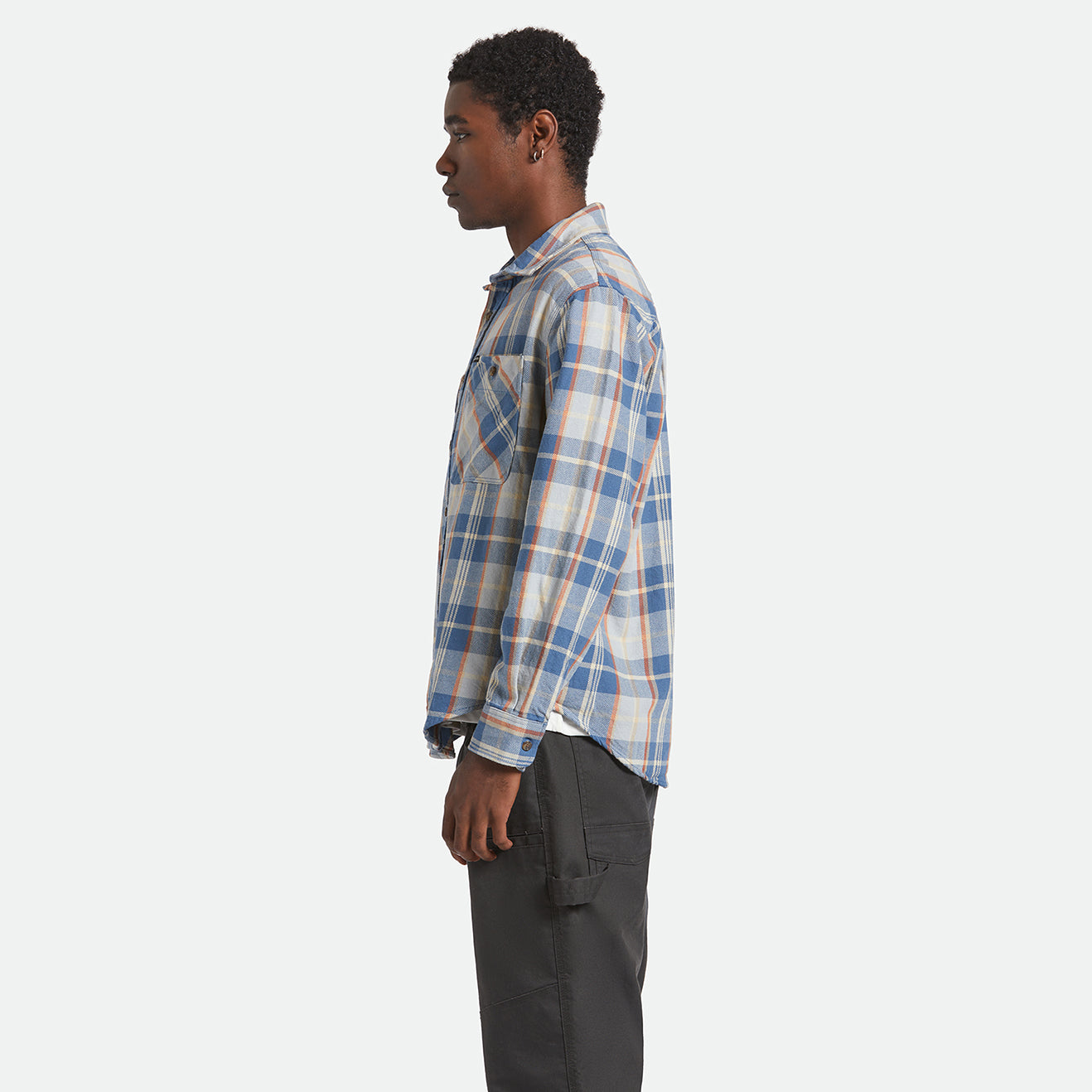 VINTAGE WASH FLANNEL - BLUE/SOFT BLUE/ORANGE
