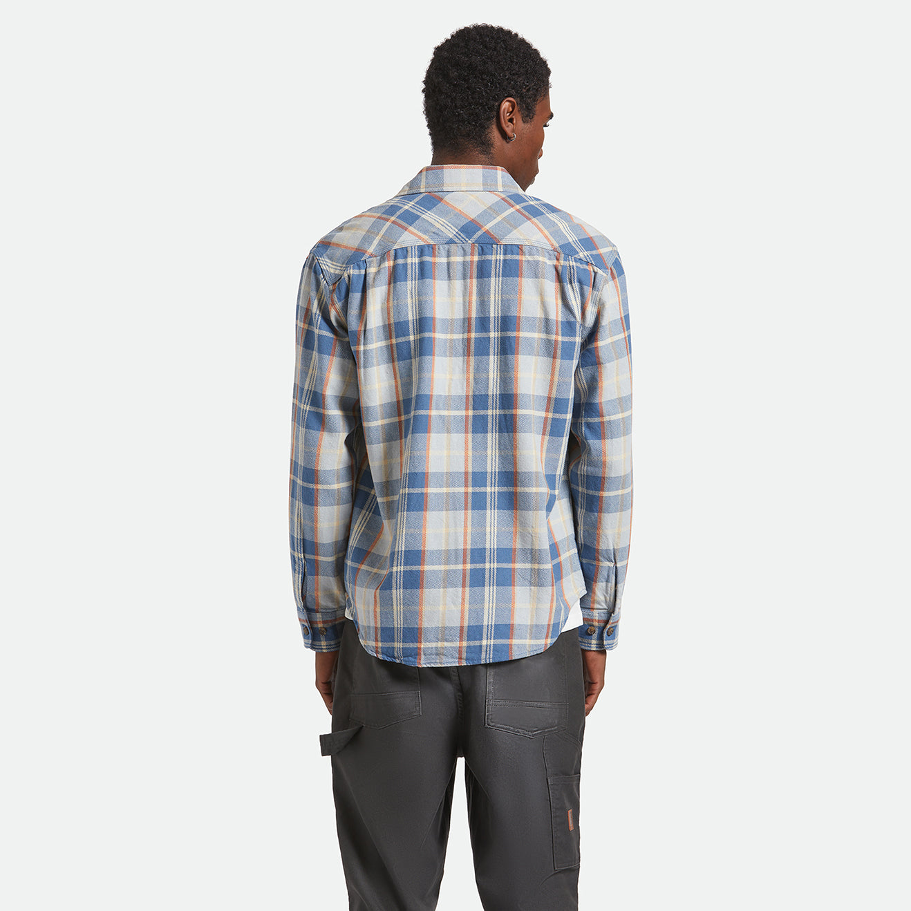 VINTAGE WASH FLANNEL - BLUE/SOFT BLUE/ORANGE