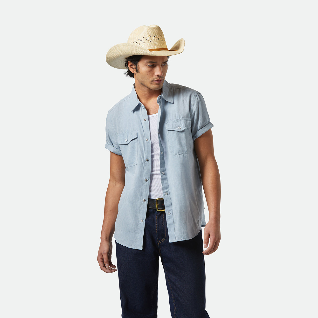 WAYNE S/S WVN - MEDIUM BLUE