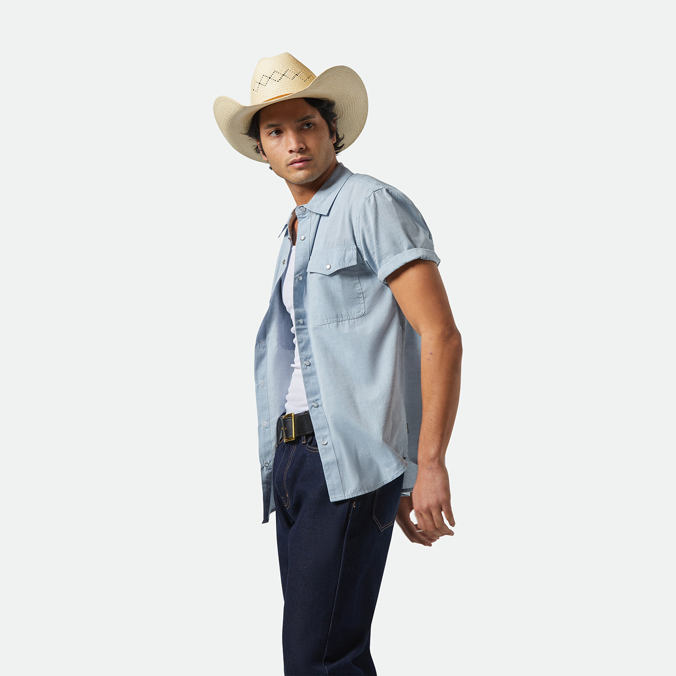 WAYNE S/S WVN - MEDIUM BLUE