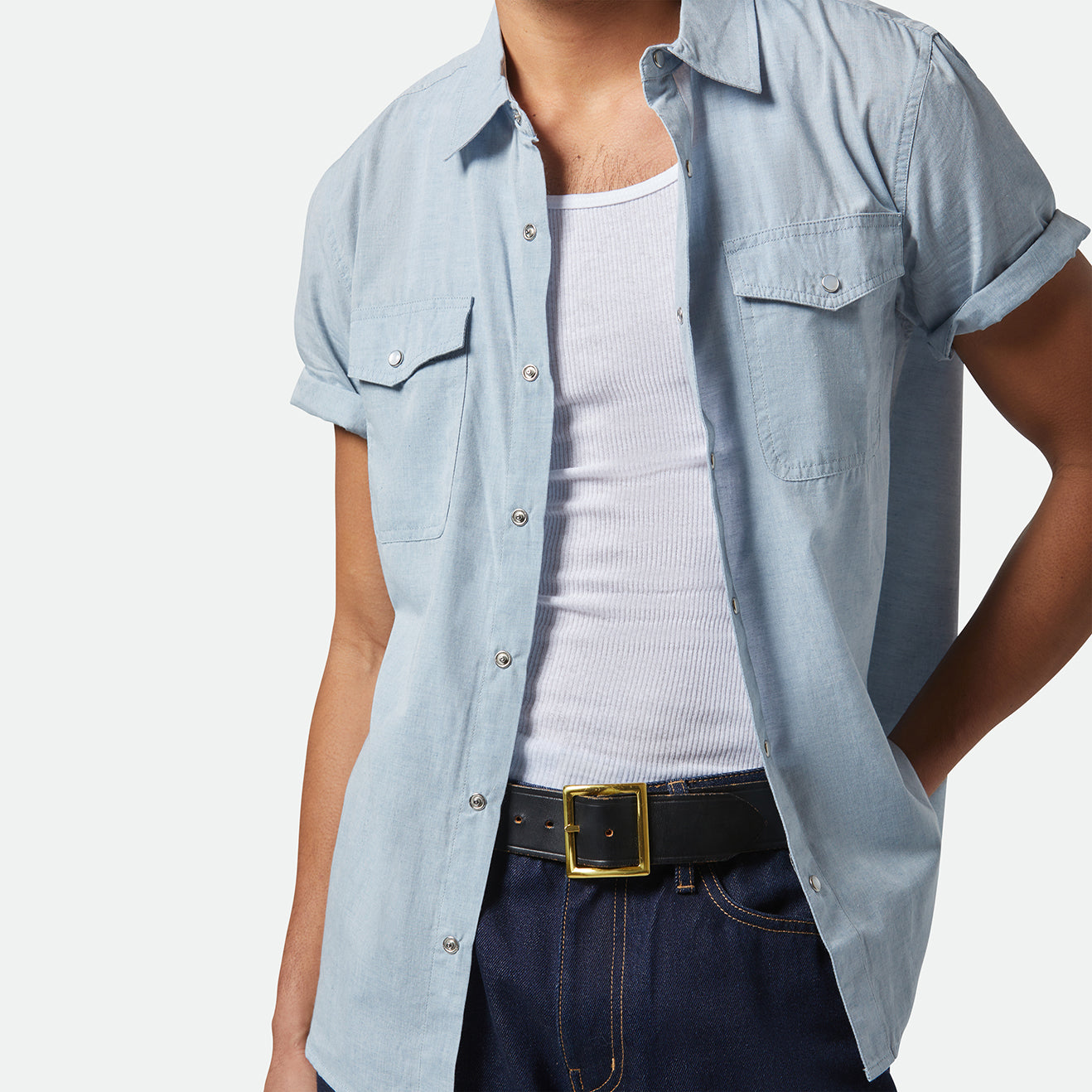 WAYNE S/S WVN - MEDIUM BLUE