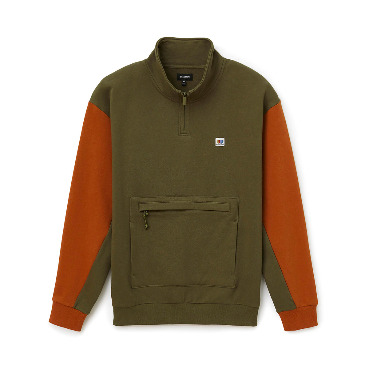 ALTON 1/4 ZIP MOCK NECK - MILITARY OLIVE/CARAMEL
