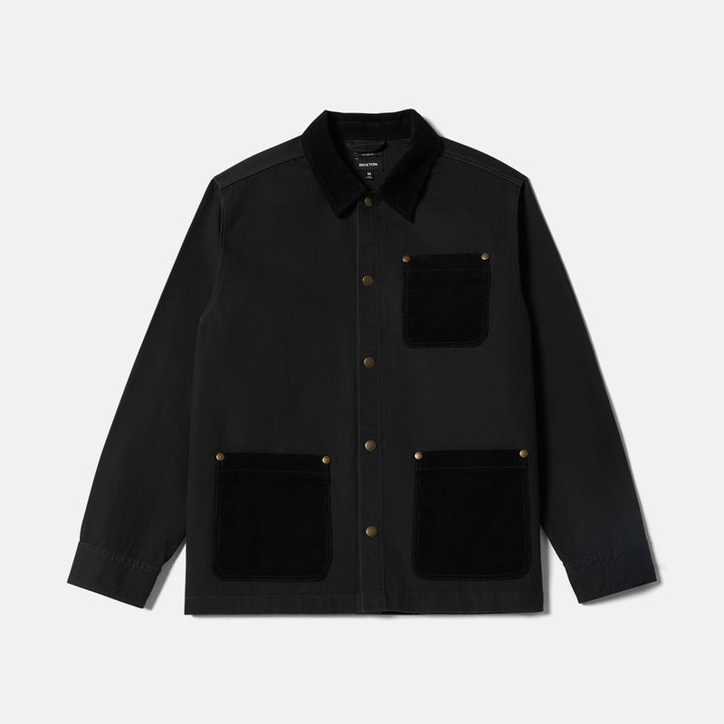 HERRINGBONE LW CHORE COAT - BLACK HERRINGBONE