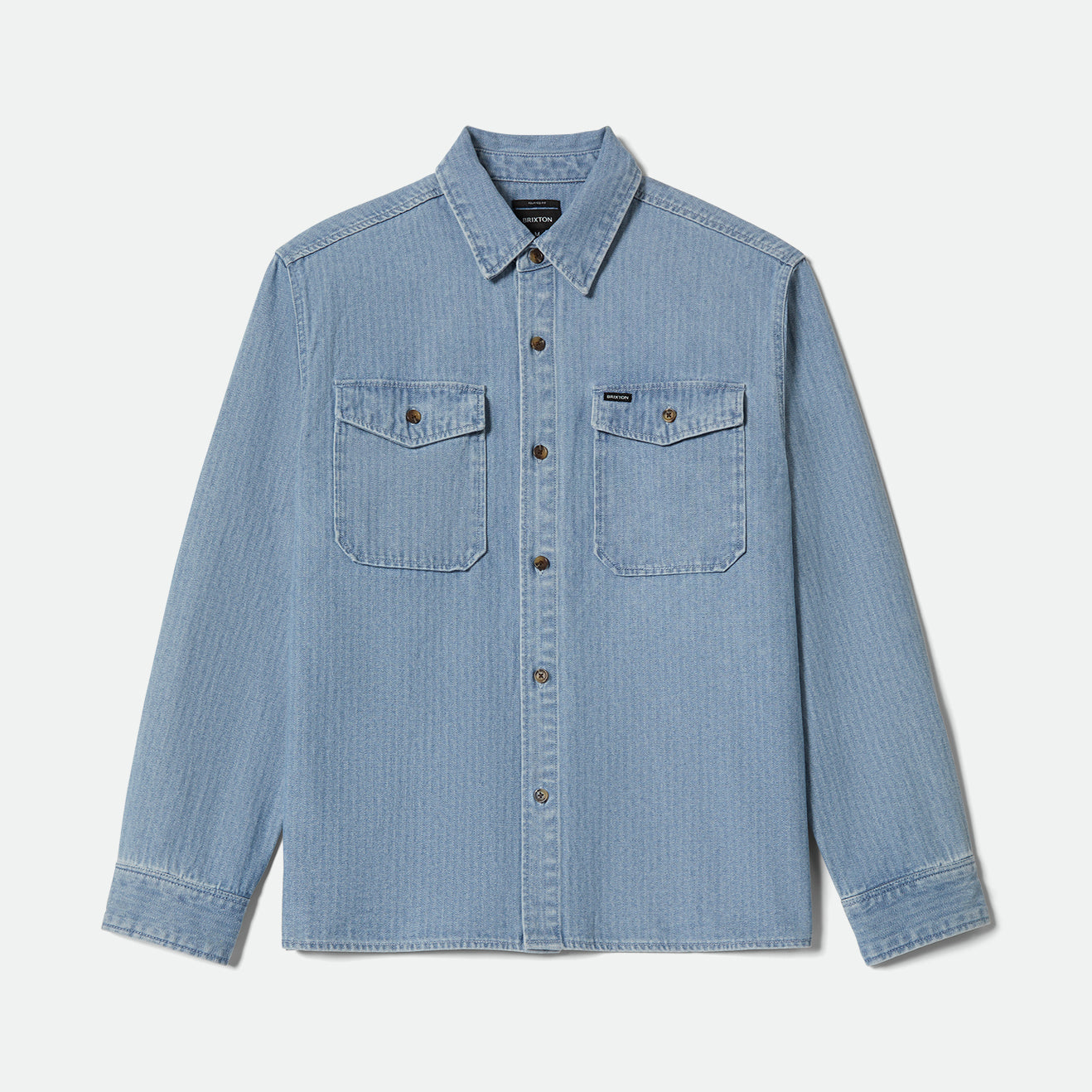 HERRINGBONE LW RELAXED OVERSHIRT - LIGHT WASH DENIM HERRINGBONE