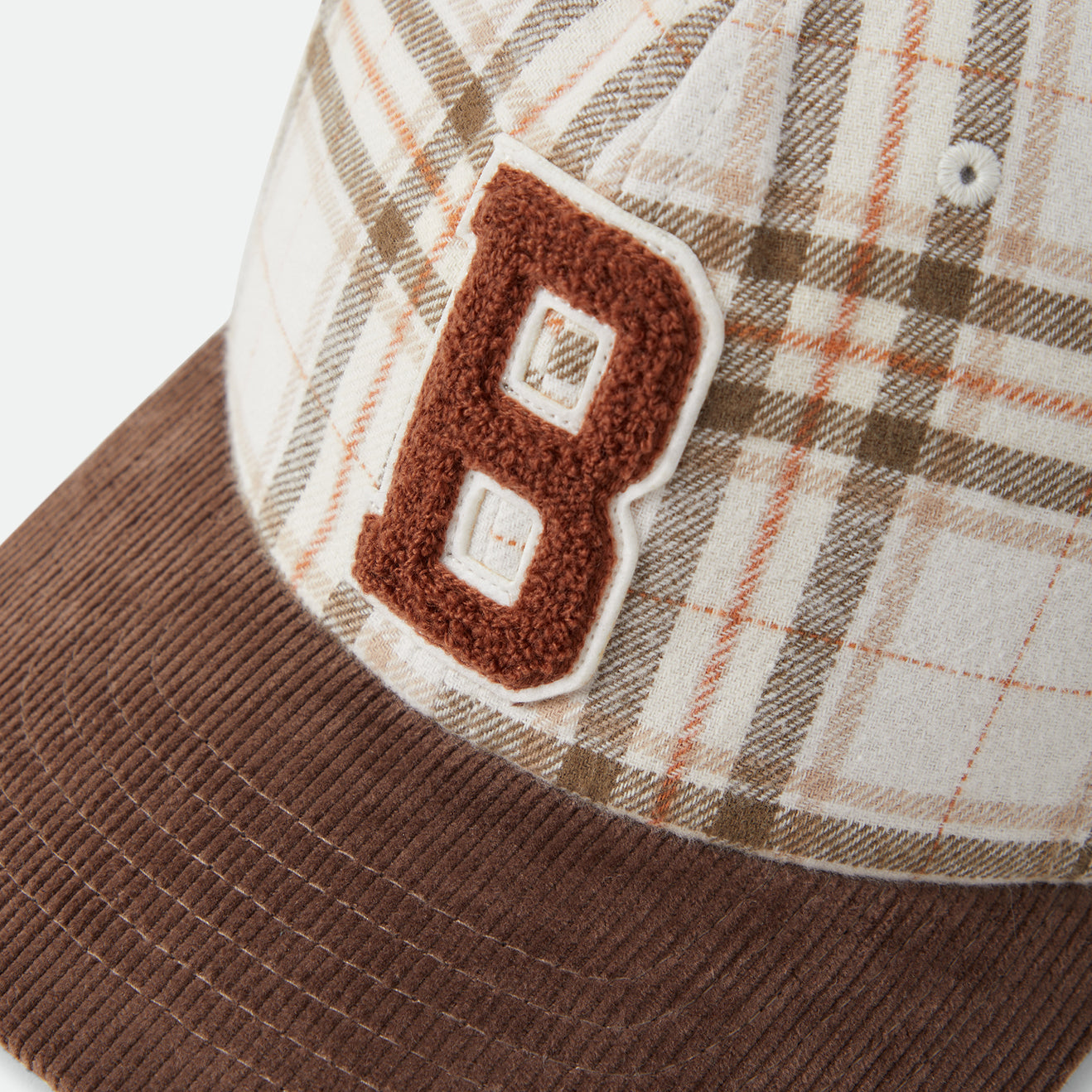 BIG B MP CAP - WHITECAP PLAID/BROWN CORDUROY