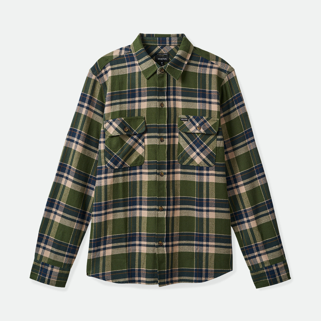 BOWERY L/S FLANNEL-CYPRESS GREEN/WASHED NAVY/WHIT