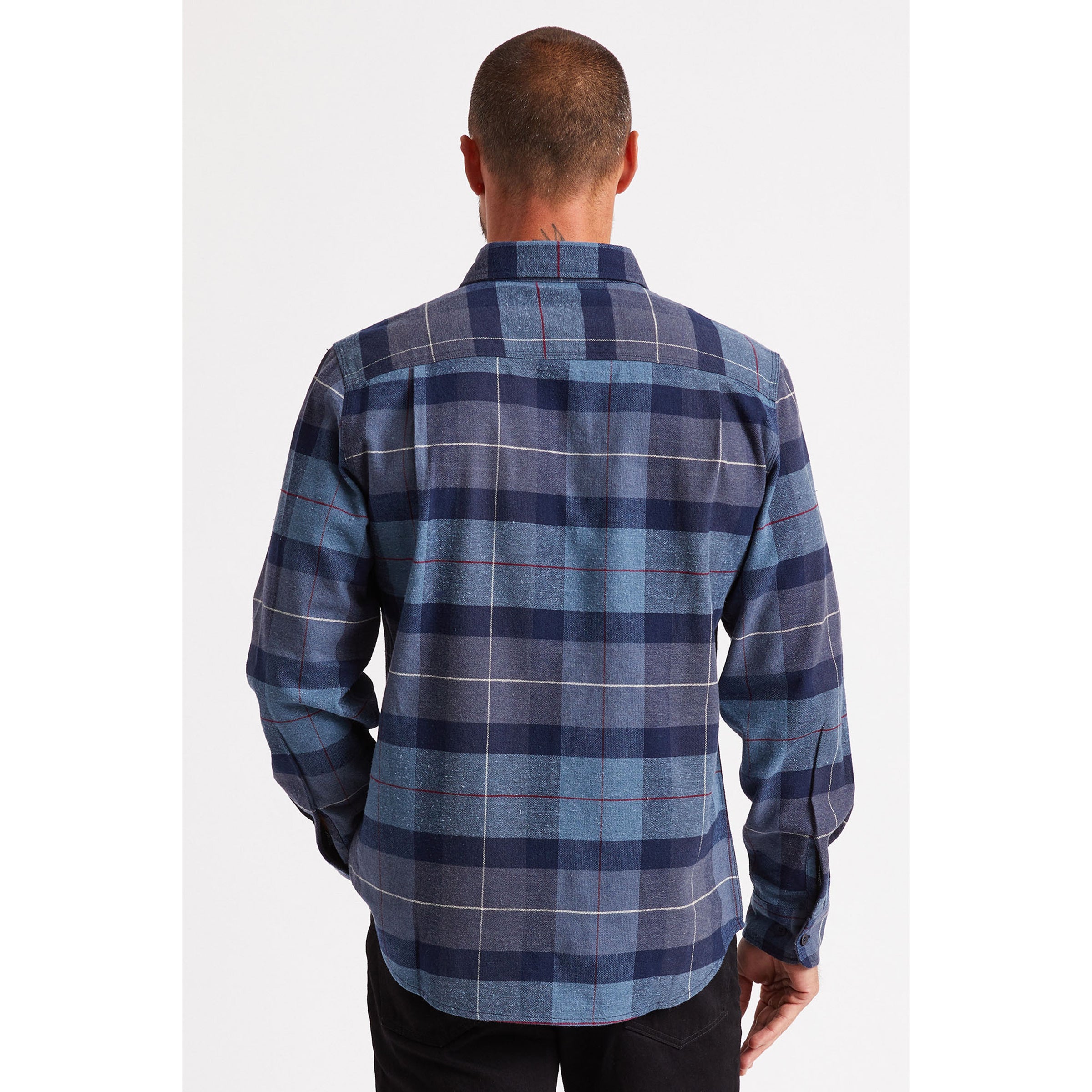 BOWERY HEAVY WEIGHT L/S FLANNEL - NAVY/CAROLINA BLUE