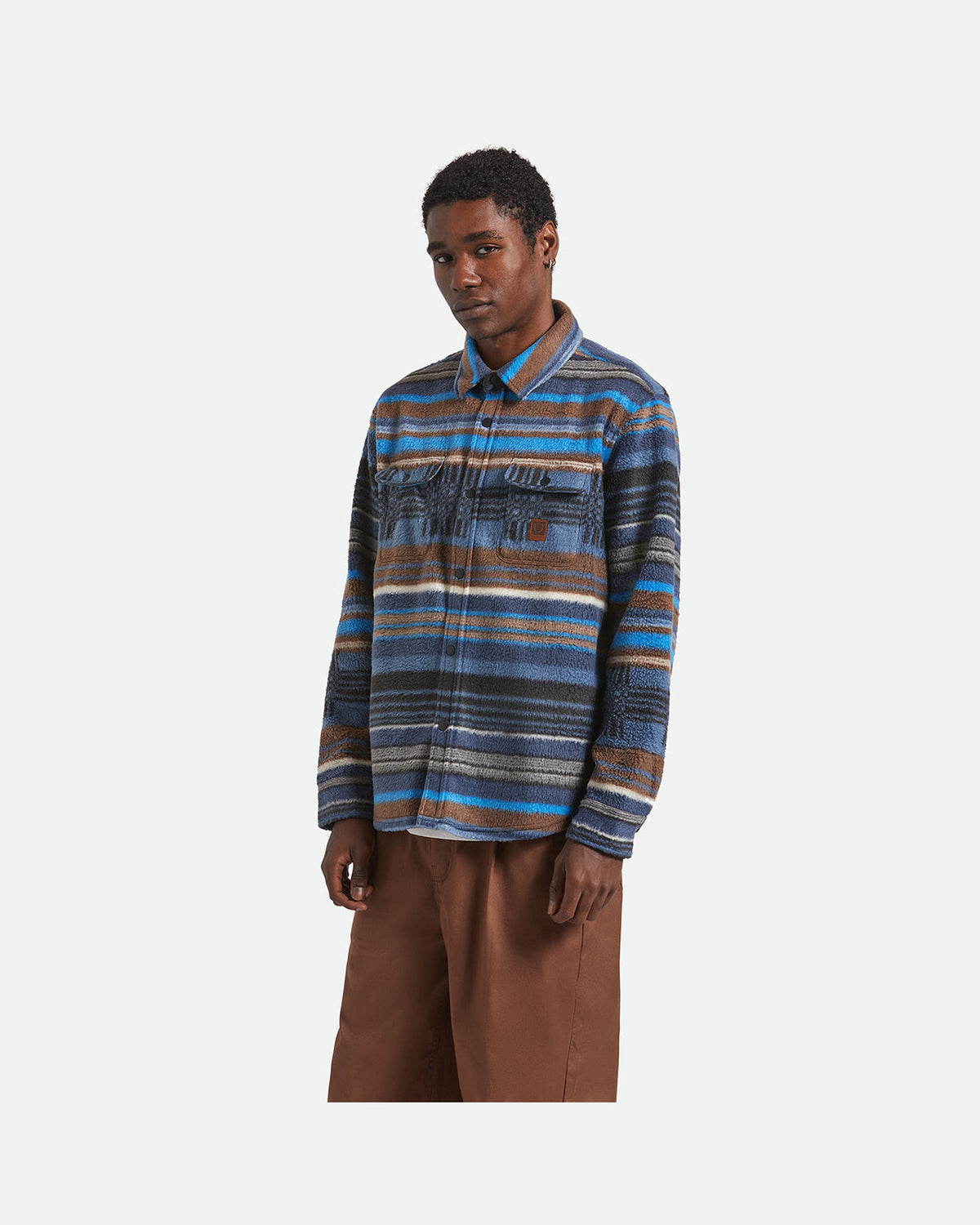 BOWERY L/S ARCTIC STRETCH FLEECE - MOOD INDIGO BLANKET STRIPE