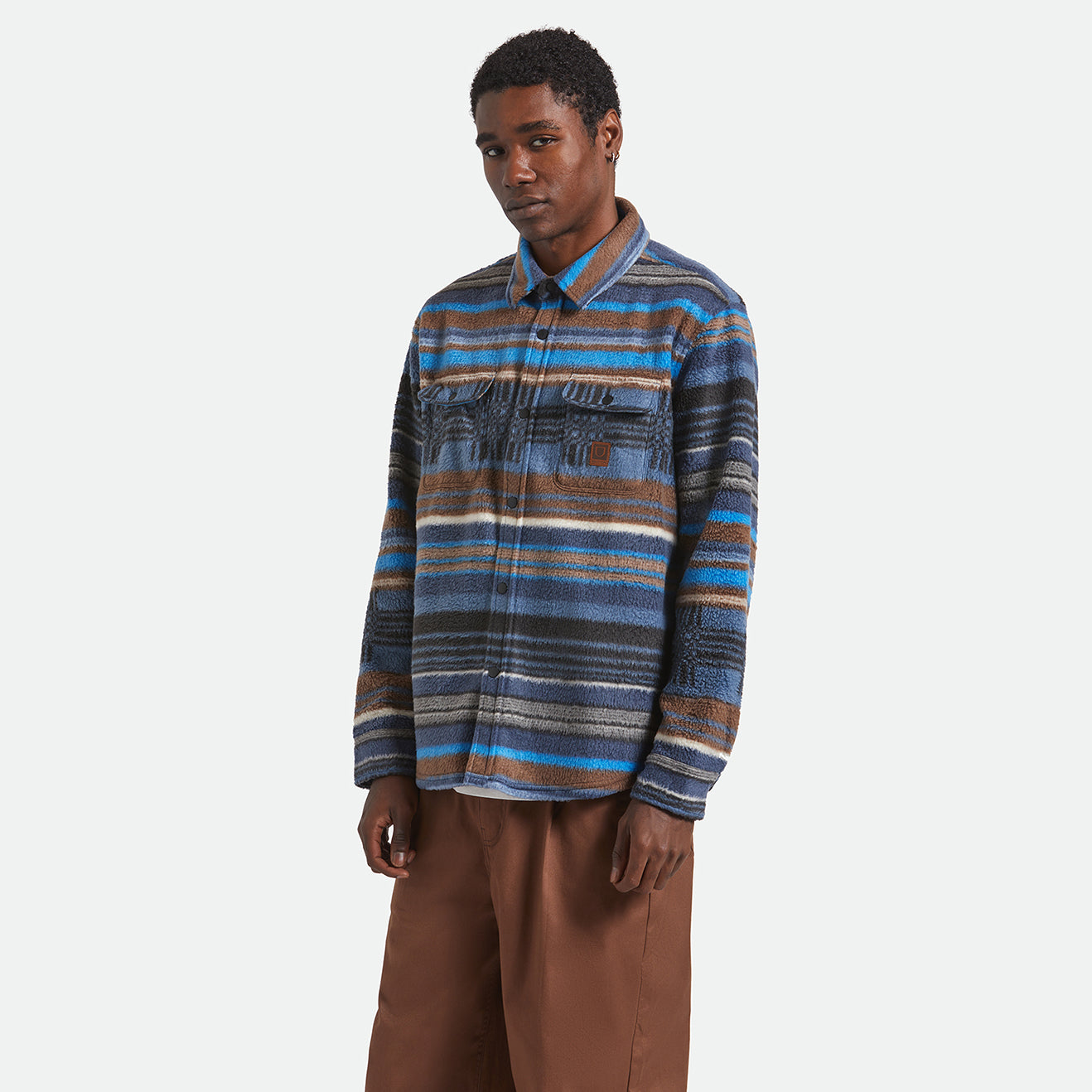 BOWERY L/S ARCTIC STRETCH FLEECE - MOOD INDIGO BLANKET STRIPE