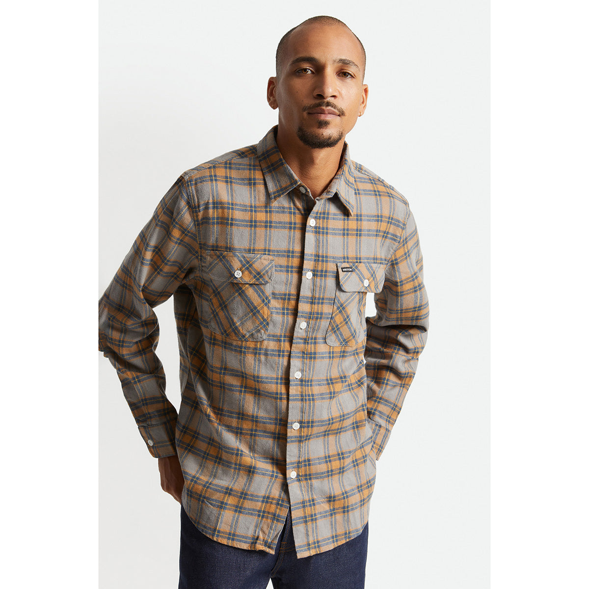 BOWERY STRETCH L/S X FLANNEL - HEATHER GREY