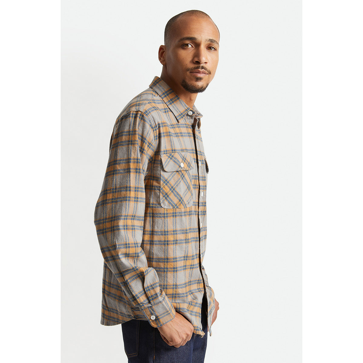 BOWERY STRETCH L/S X FLANNEL - HEATHER GREY