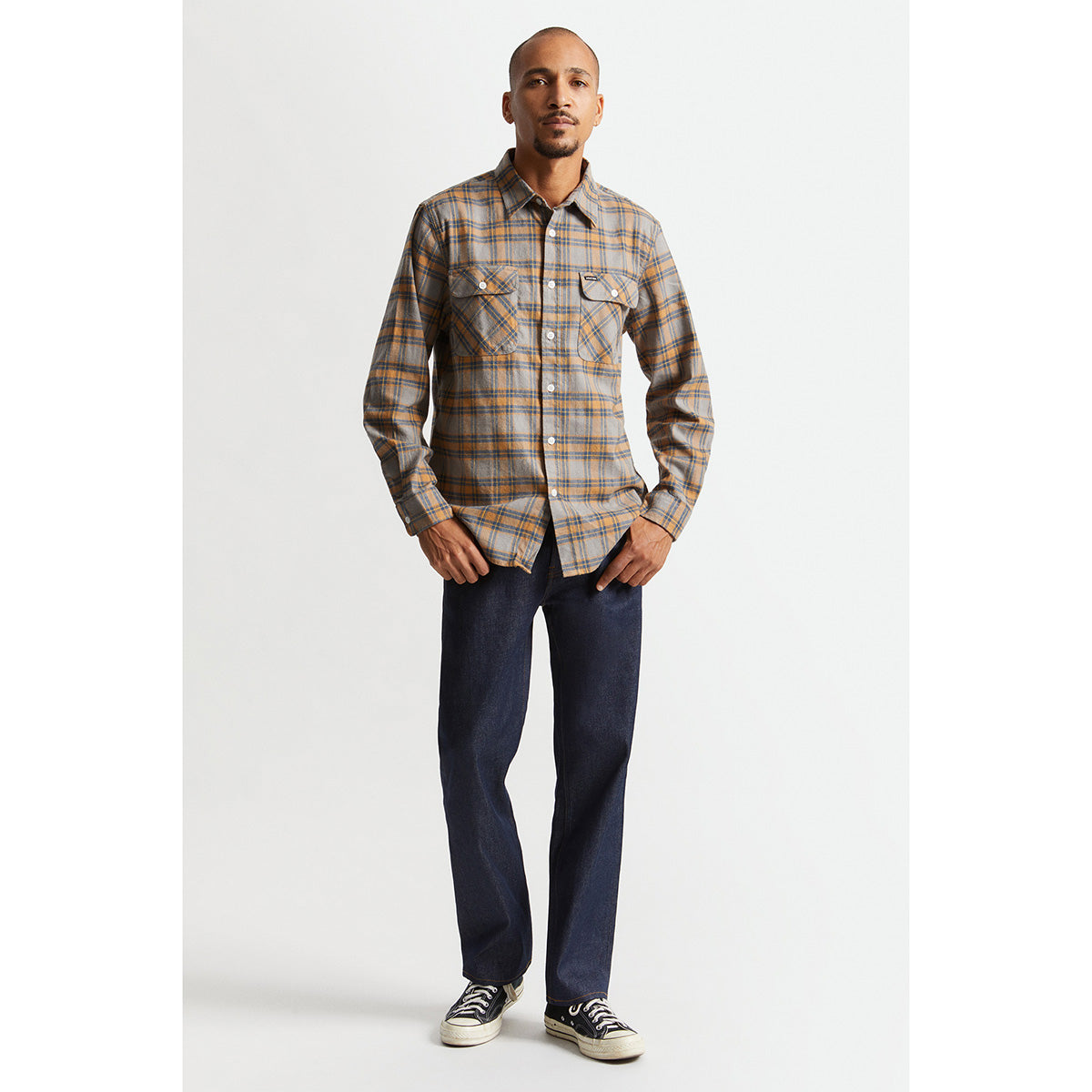 BOWERY STRETCH L/S X FLANNEL - HEATHER GREY