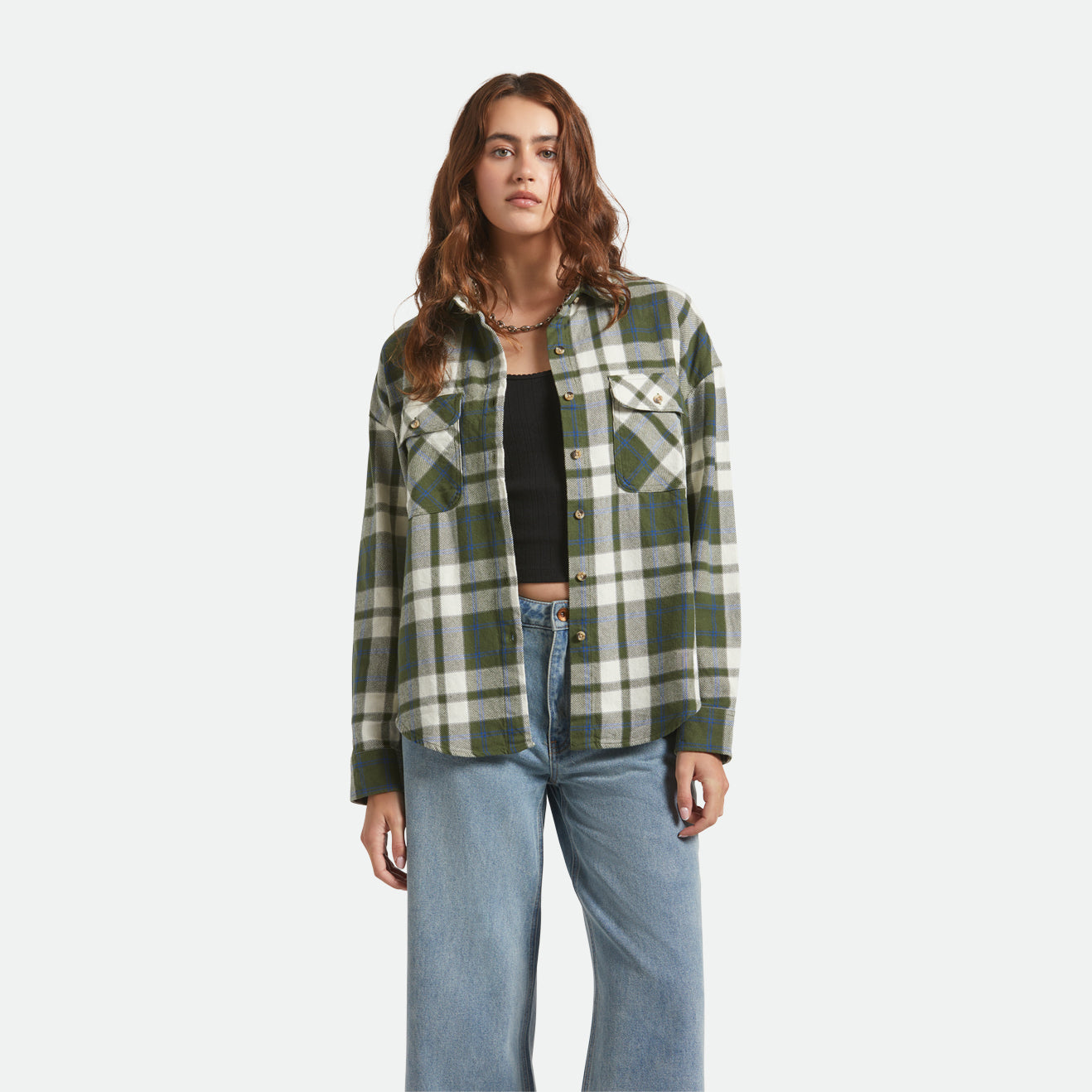 BOWERY VINTAGE L/S OVERSHIRT - GREEN/BLUE
