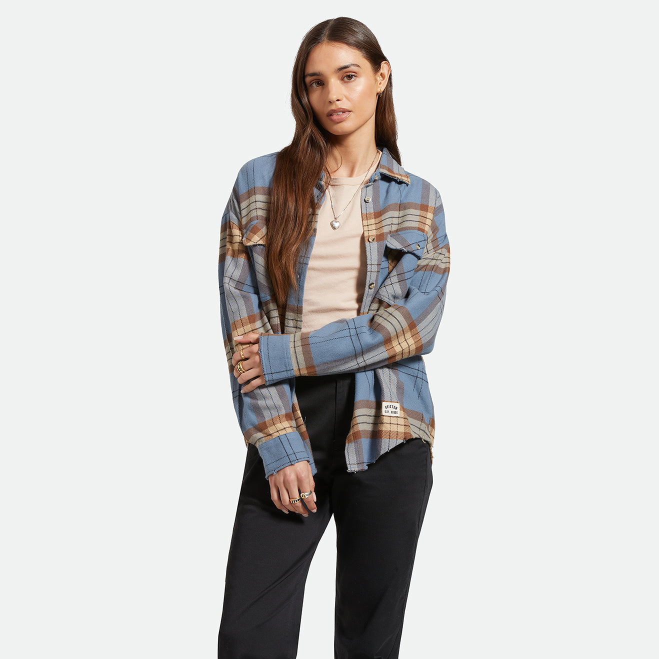 BOWERY W CLASSIC FLANNEL-FLINT BLUE/PINECONE BROWN PLAI