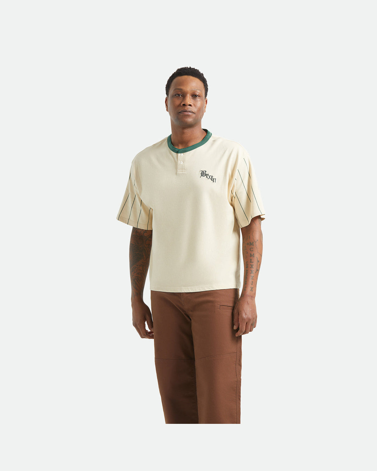 BOXY BASEBALL 1/2 SLEEVE TEE - WHITECAP/PRIMAL GREEN