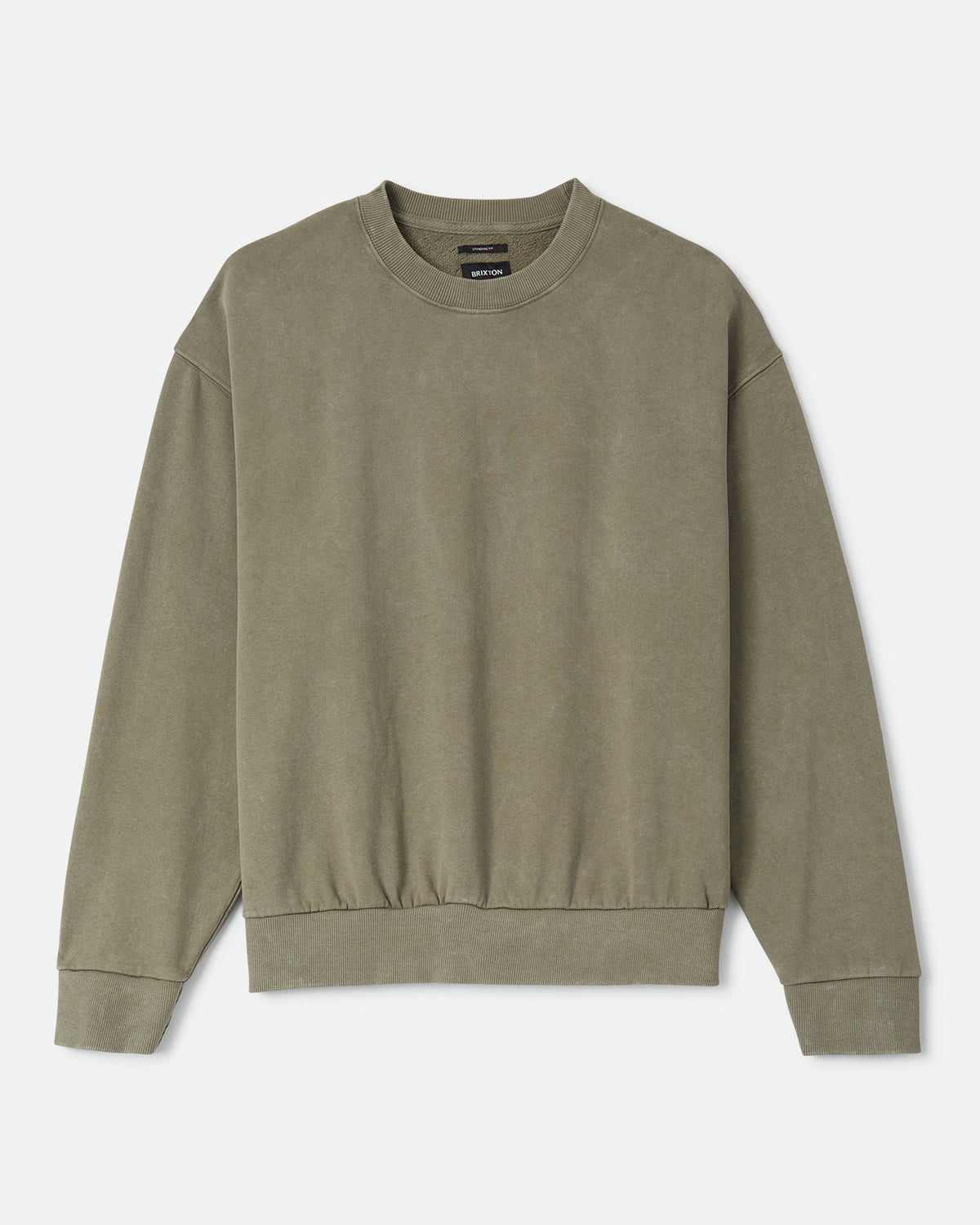 BRIXTON BASELINE CREW FLEECE - OLIVE SURPLUS VINTAGE WASH