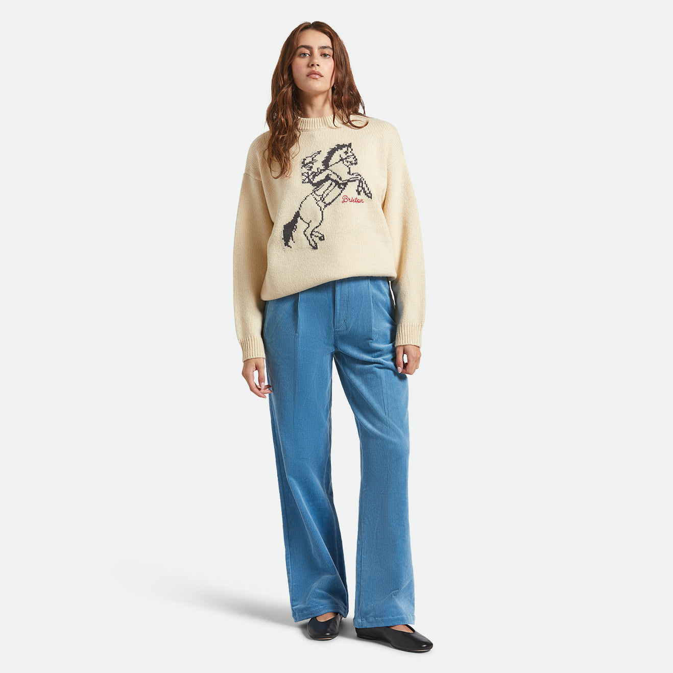 BRIXTON RANCHING CLUB CREW SWEATER - WHITECAP