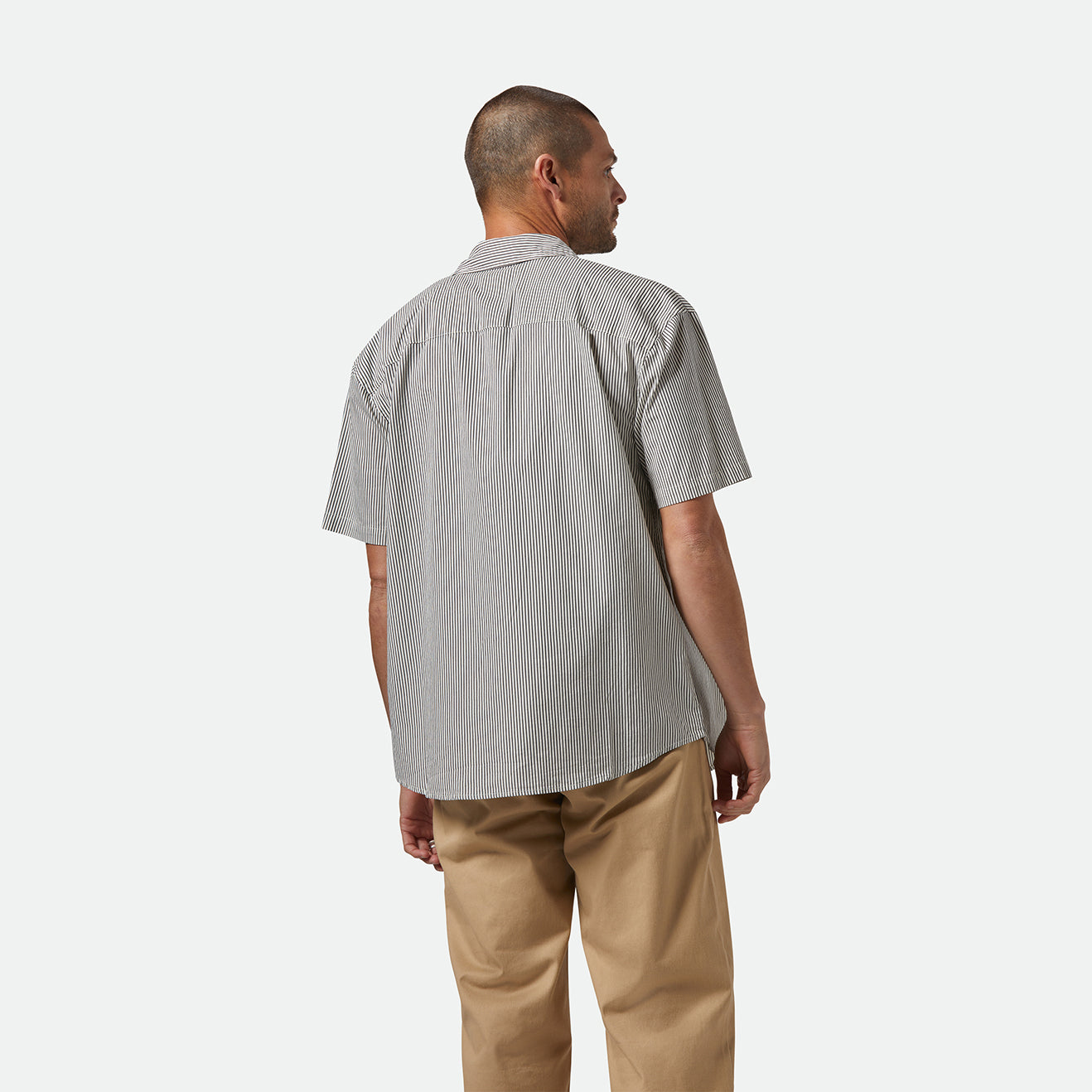 BUILDERS AUTO S/S WVN-BLACK/OFF WHITE STRIPE