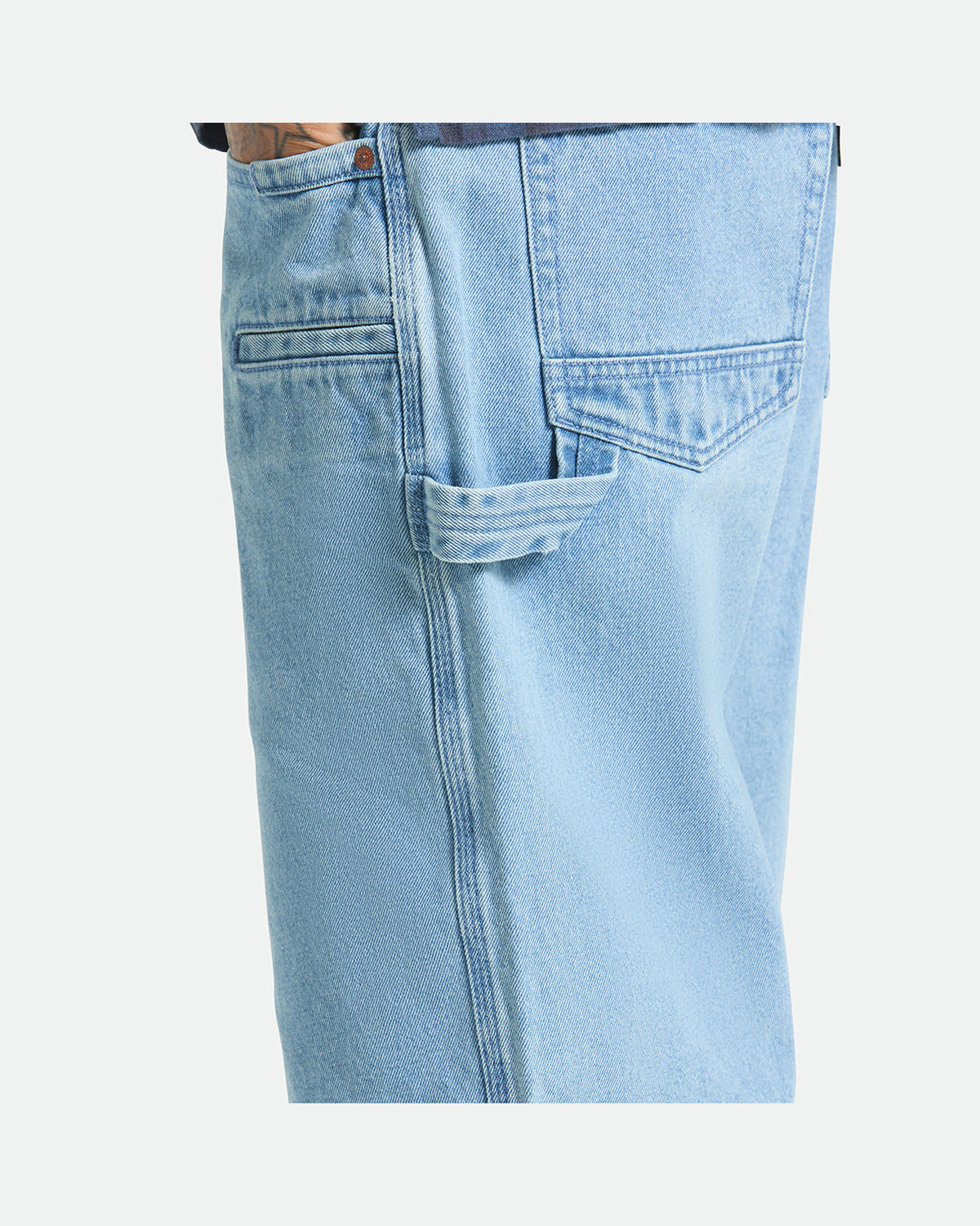 BUILDERS CARPENTER BAGGY SHORT - WASHED BLUE DENIM