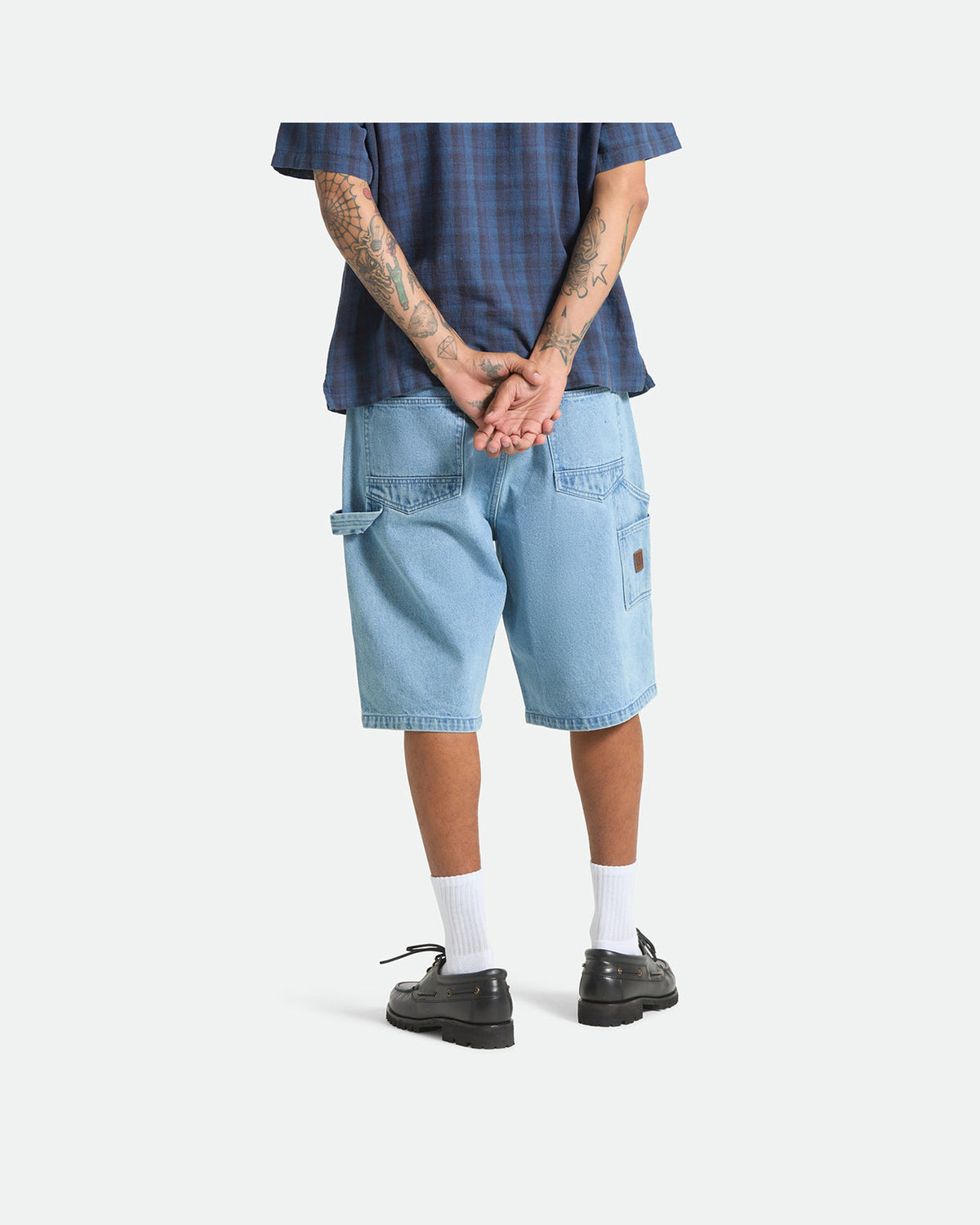 BUILDERS CARPENTER BAGGY SHORT - WASHED BLUE DENIM