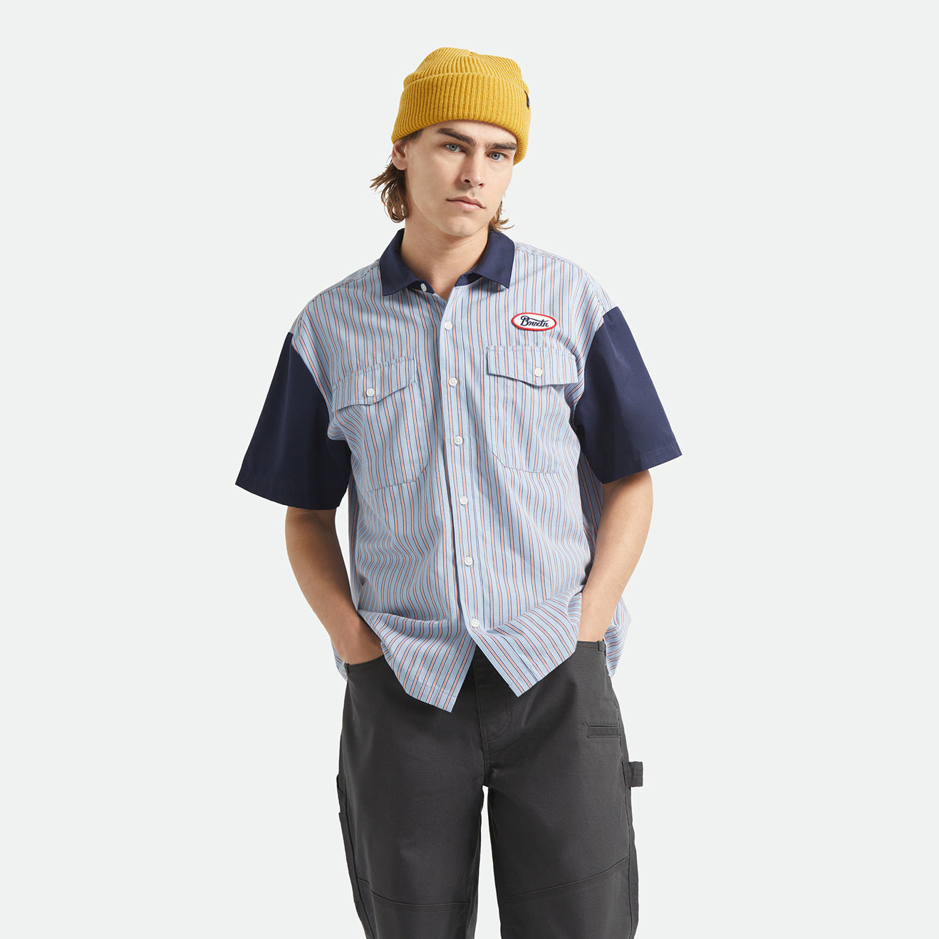 BUILDERS OLSON S/S WVN - BLUE AURA STRIPE