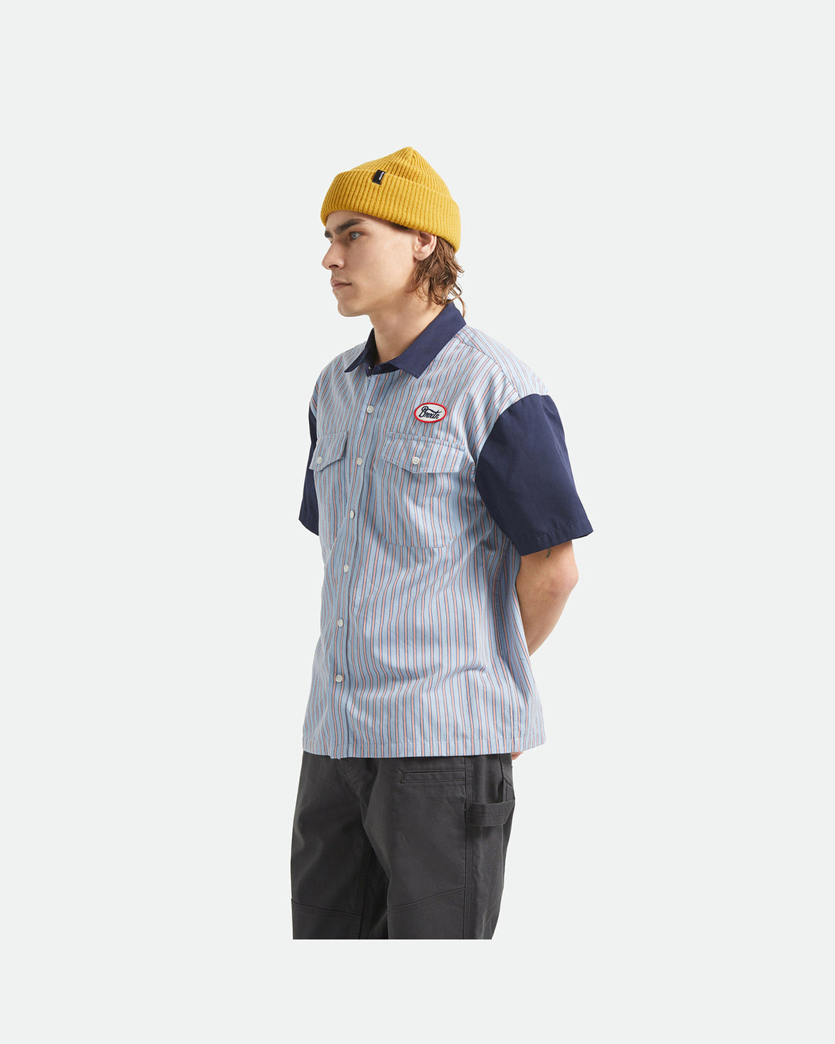 BUILDERS OLSON S/S WVN - BLUE AURA STRIPE