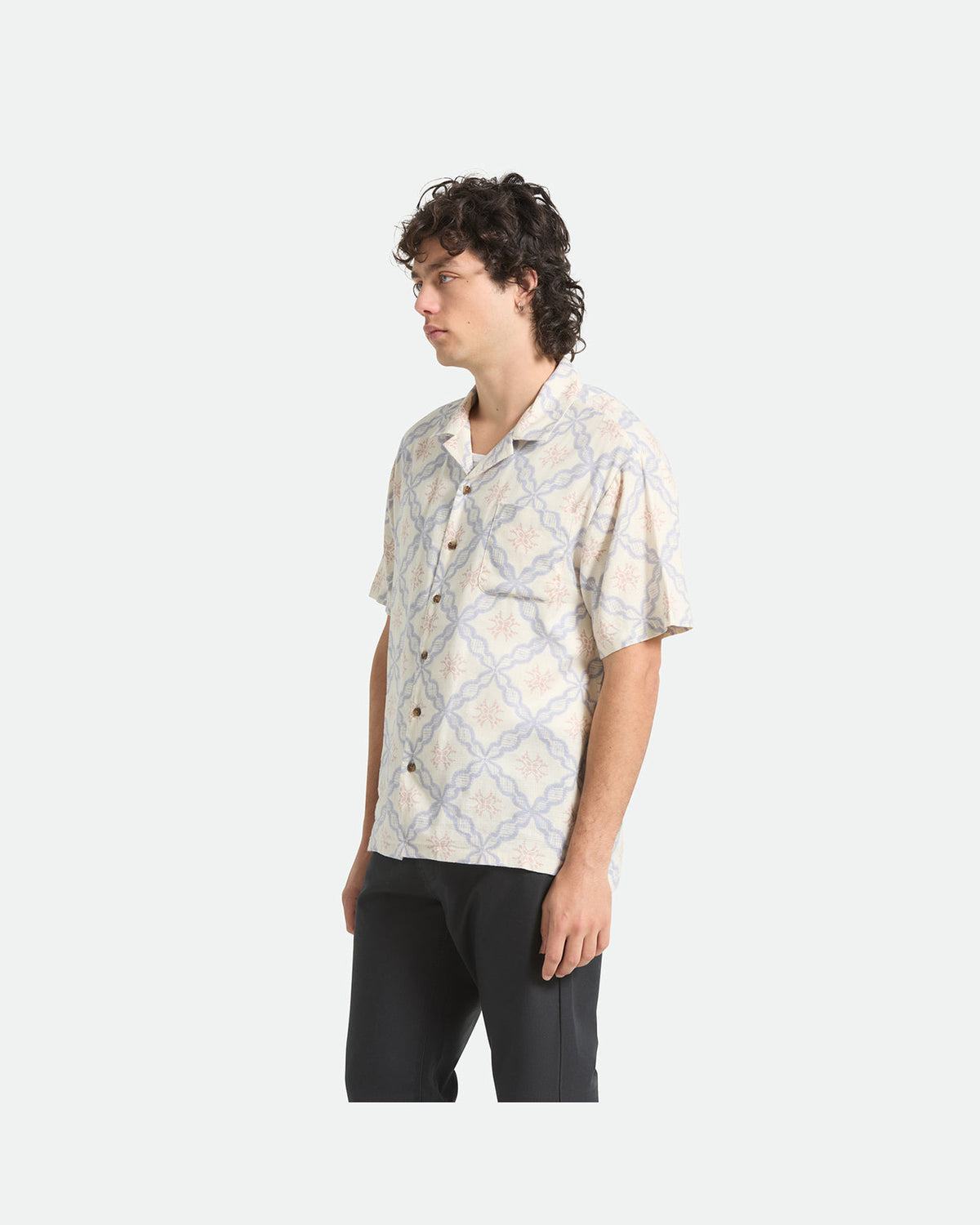 BUNKER SLUB S/S WVN - OFF WHITE/BLUE TILE