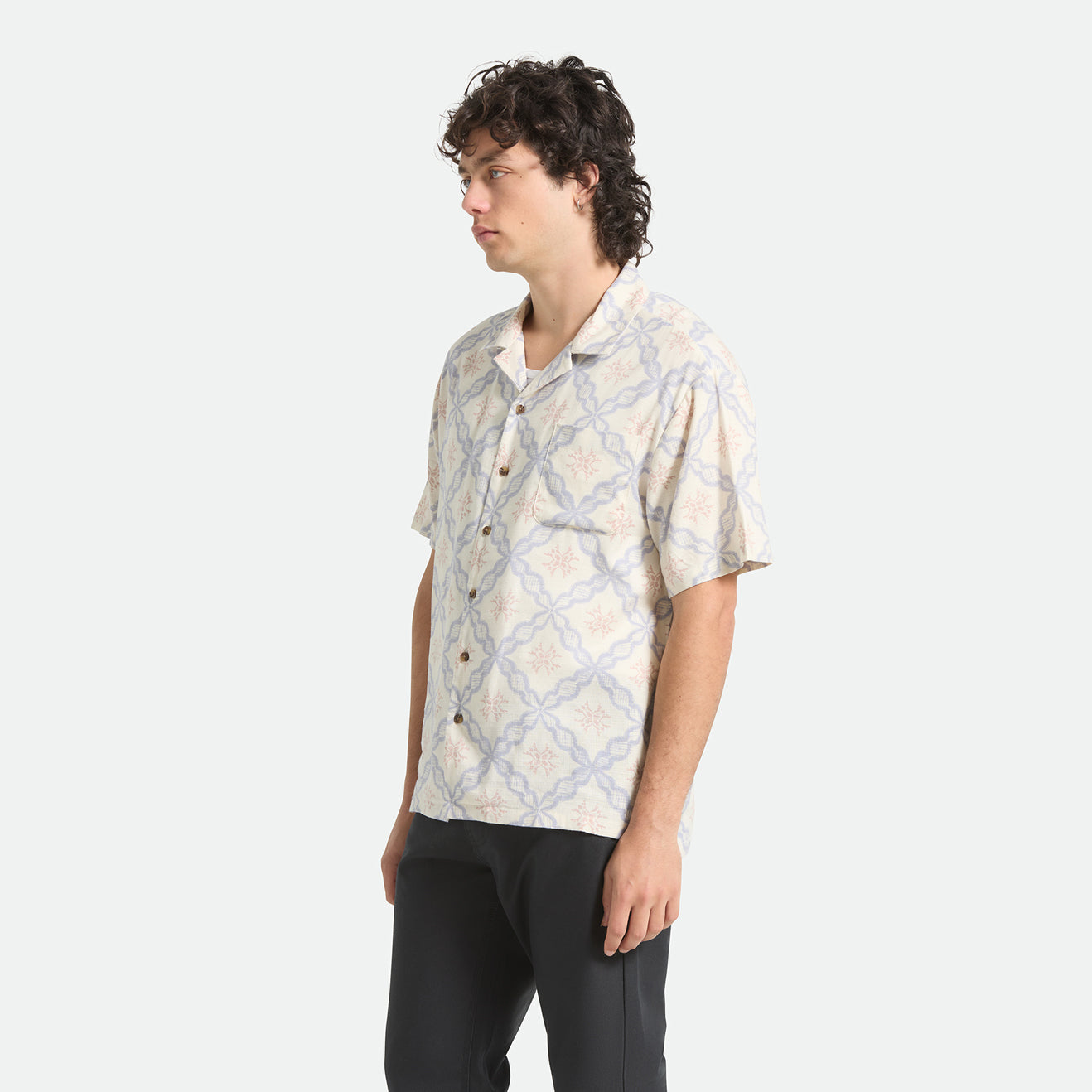 BUNKER SLUB S/S WVN - OFF WHITE/BLUE TILE