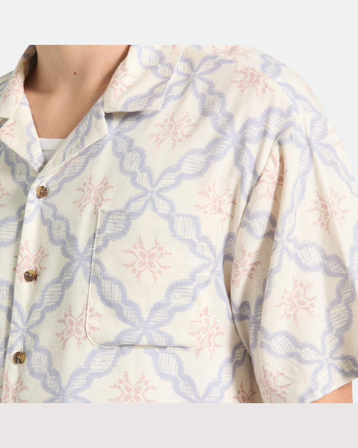 BUNKER SLUB S/S WVN - OFF WHITE/BLUE TILE
