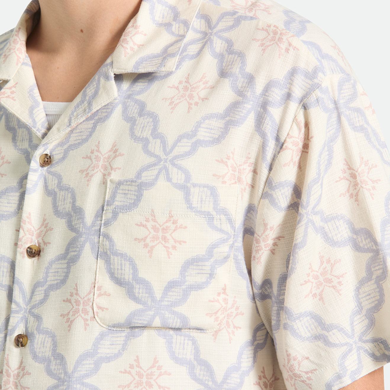 BUNKER SLUB S/S WVN - OFF WHITE/BLUE TILE