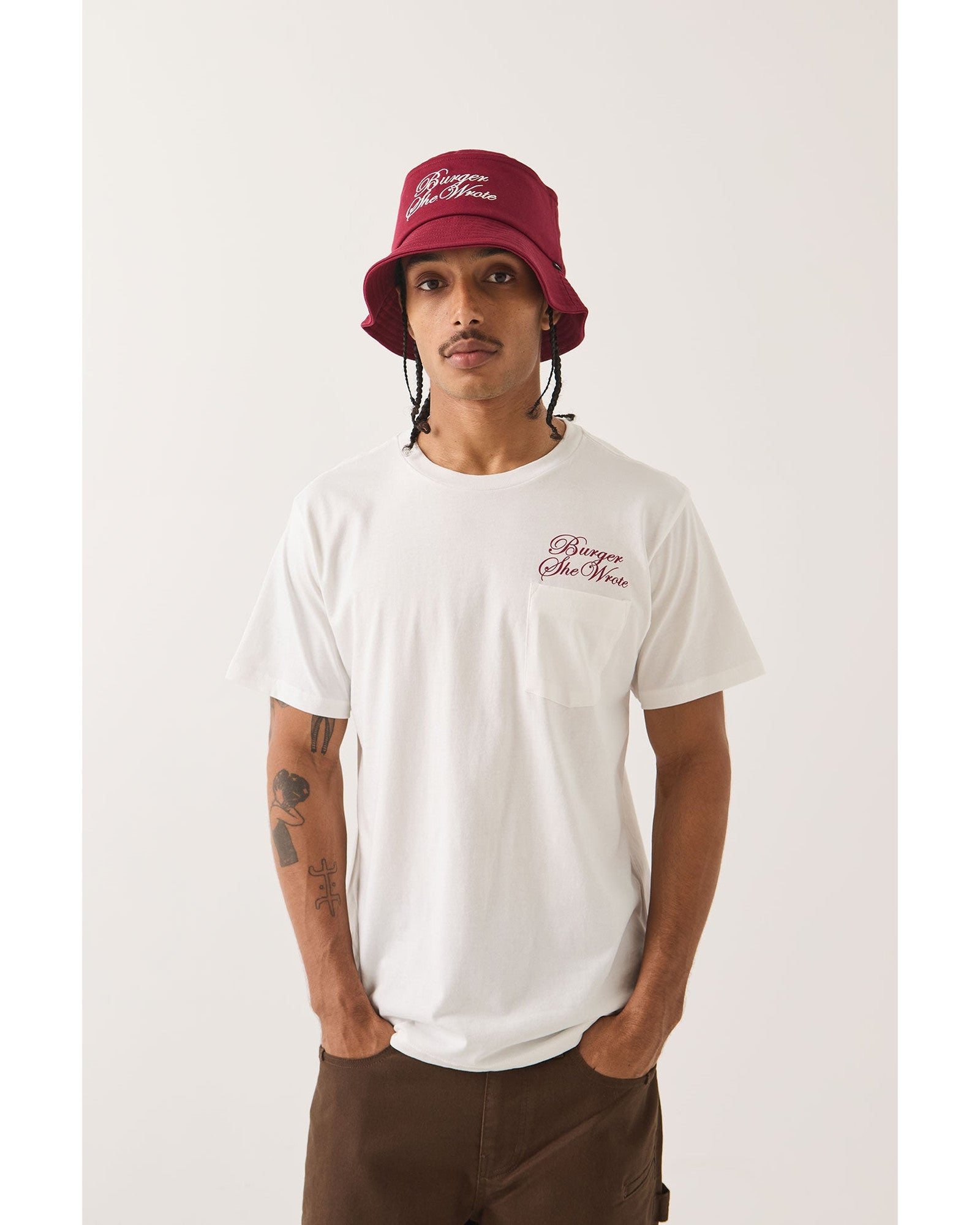 BURGER SHE WROTE BUCKET - BURGUNDY