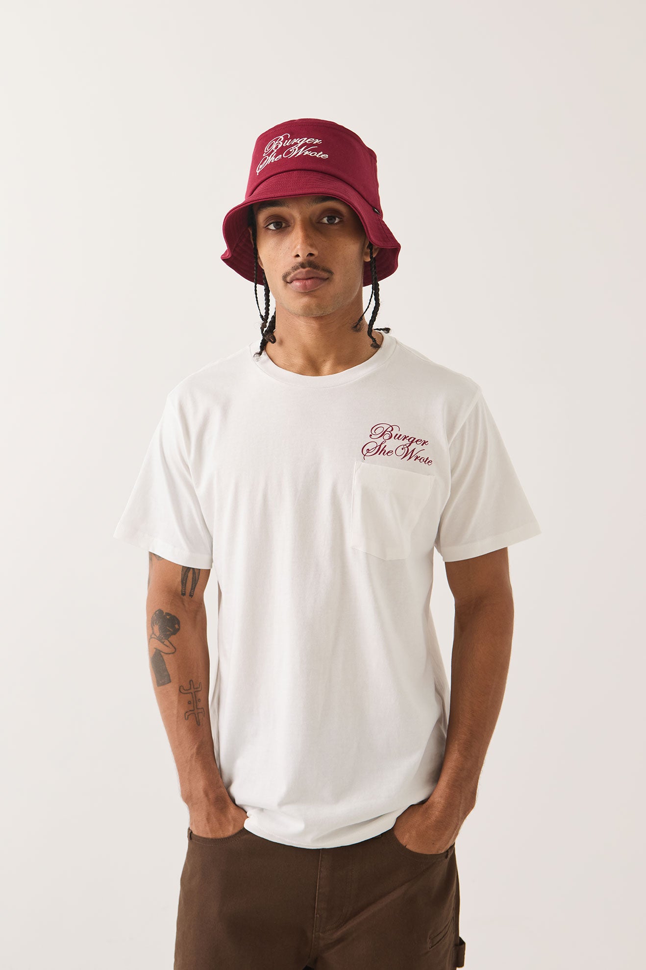 BURGER SHE WROTE BUCKET - BURGUNDY