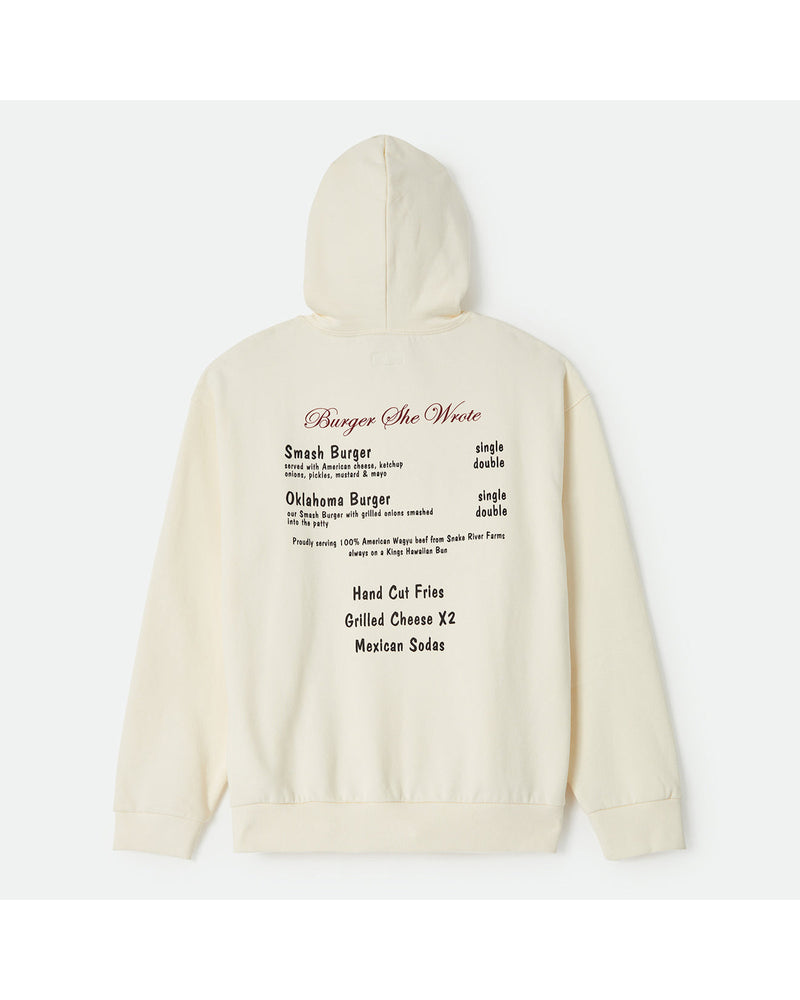 BURGER SHE WROTE HOOD - NATURAL
