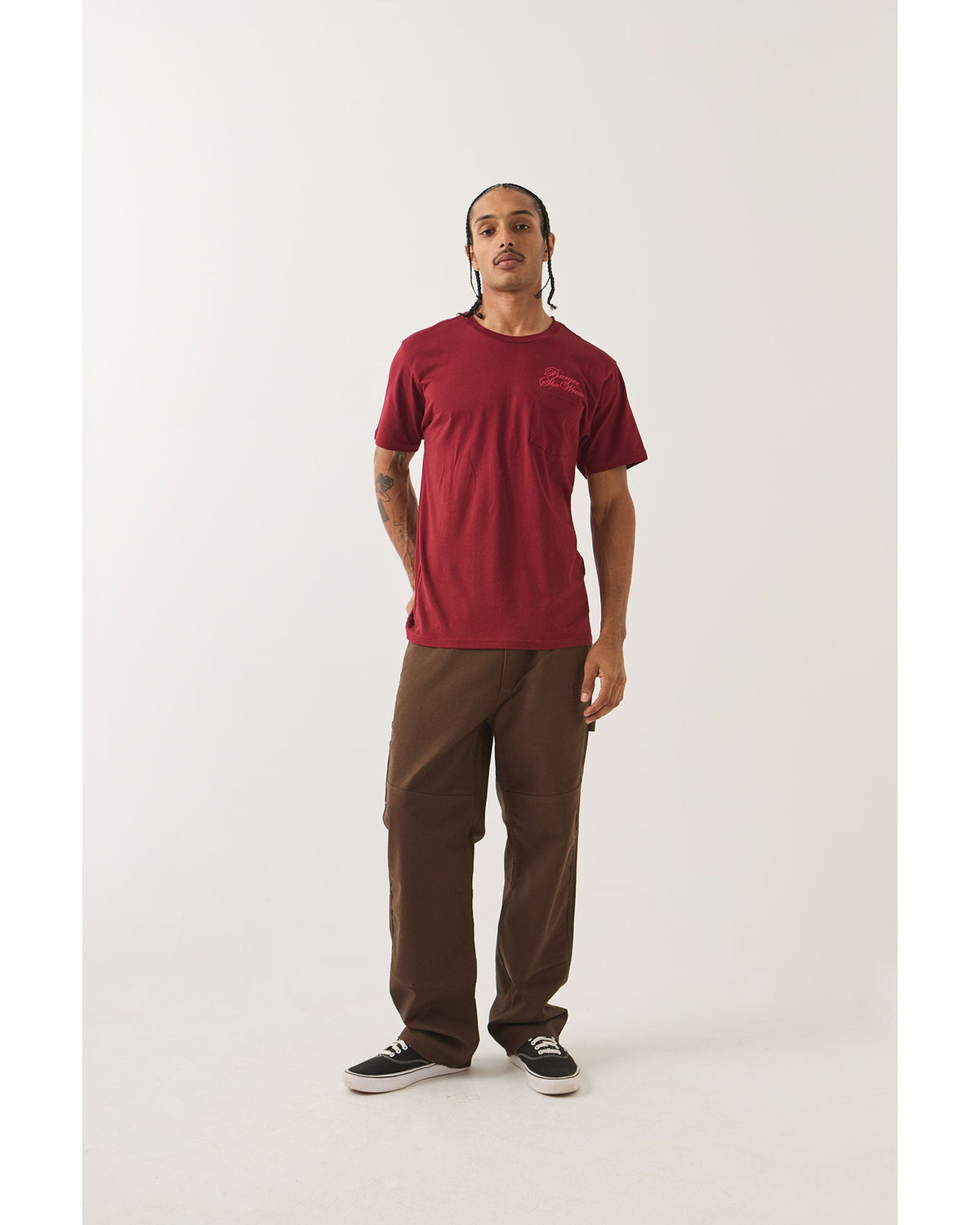 BURGER SHE WROTE POCKET TEE - BURGUNDY