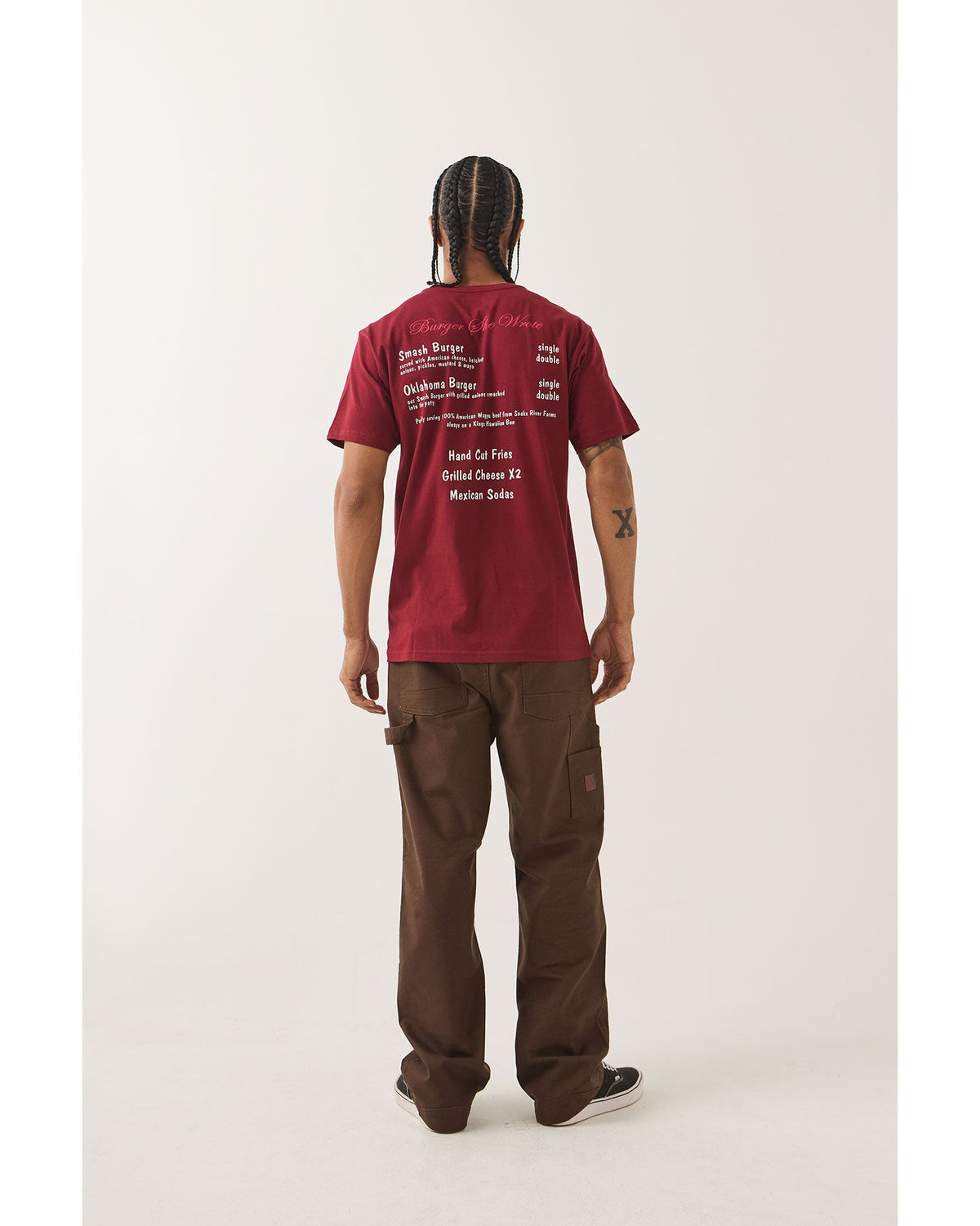 BURGER SHE WROTE POCKET TEE - BURGUNDY