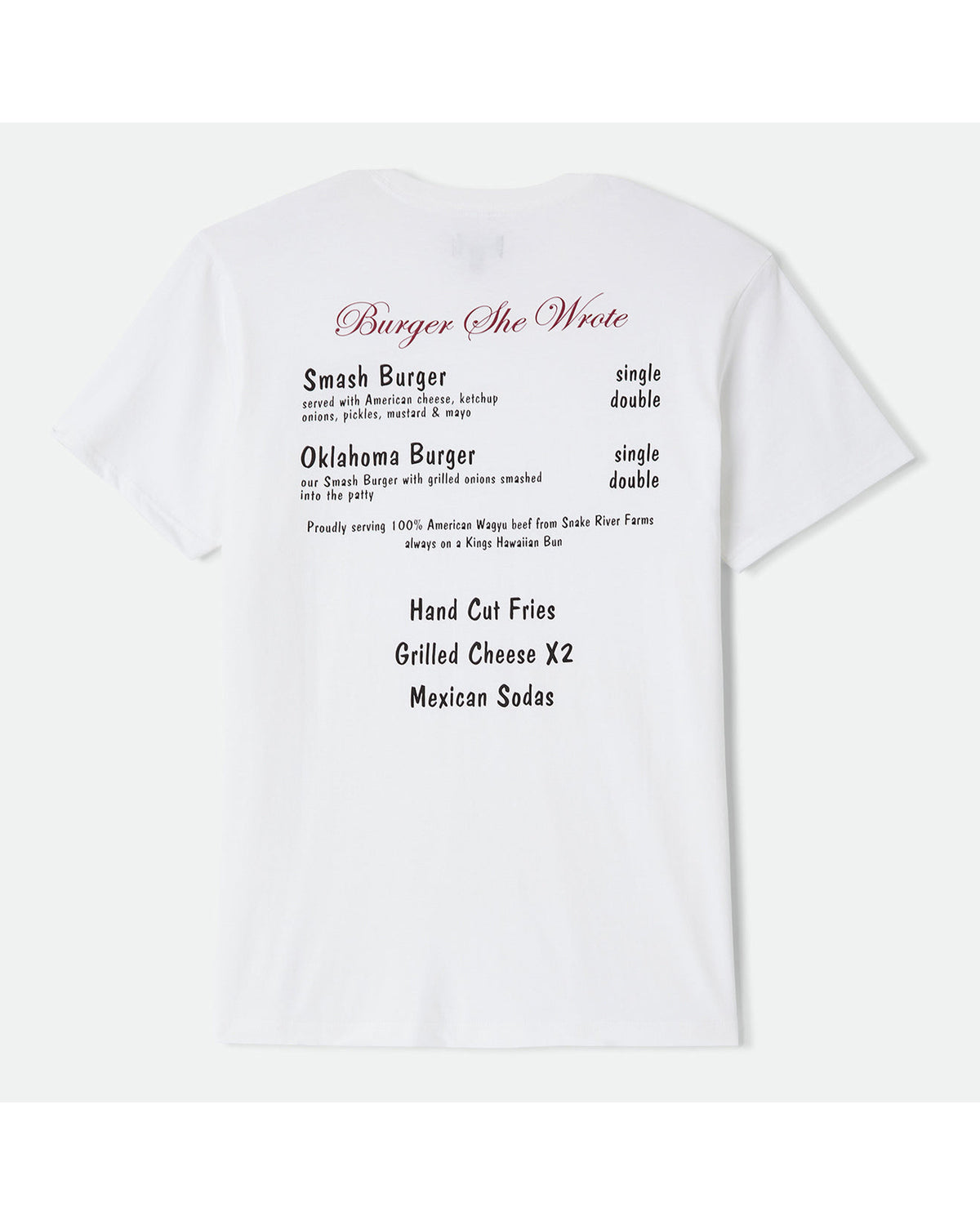 BURGER SHE WROTE POCKET TEE - WHITE