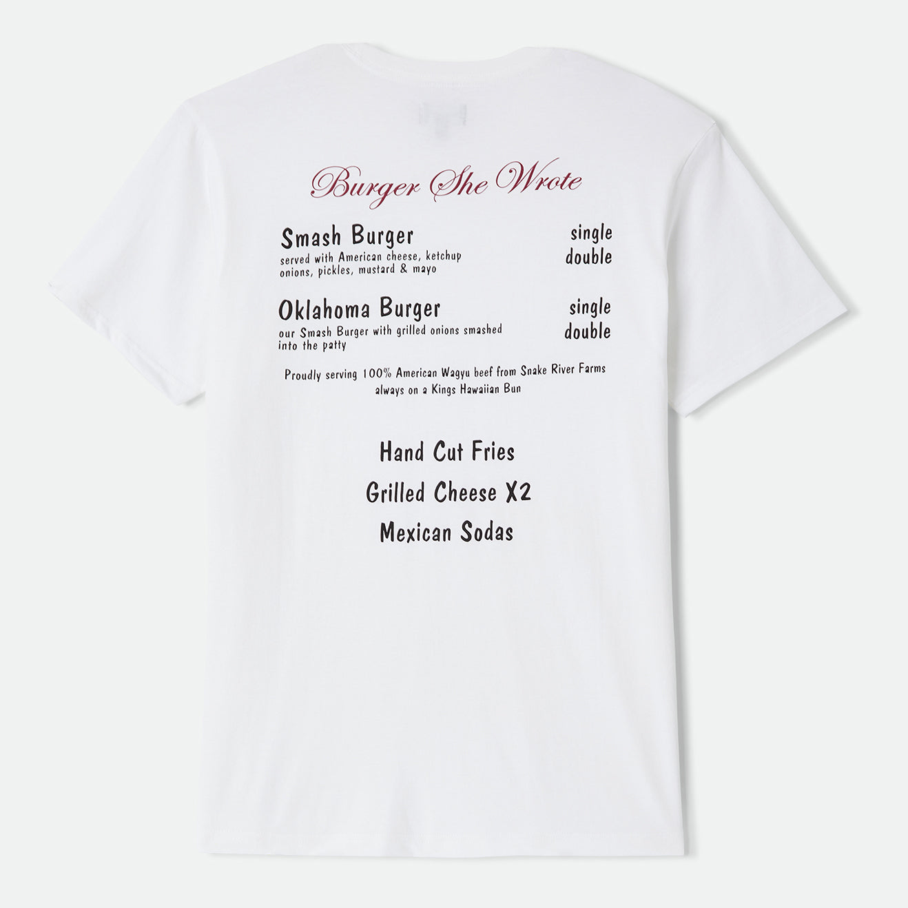 BURGER SHE WROTE POCKET TEE - WHITE