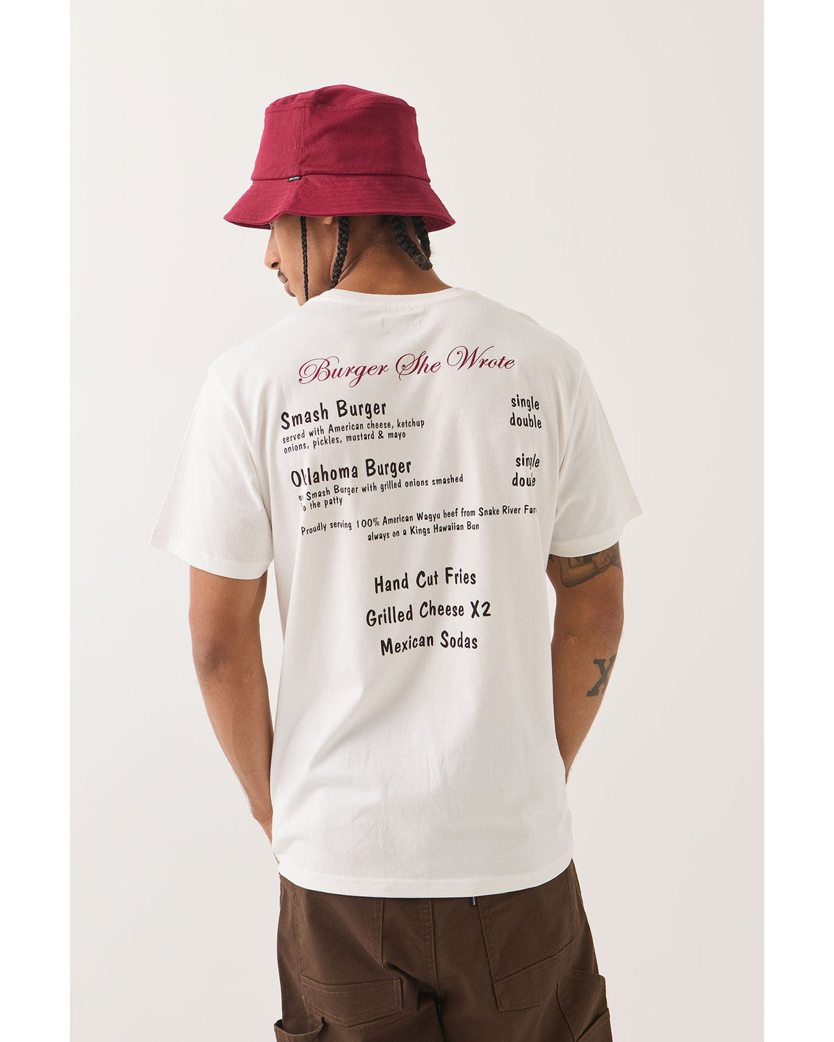 BURGER SHE WROTE POCKET TEE - WHITE