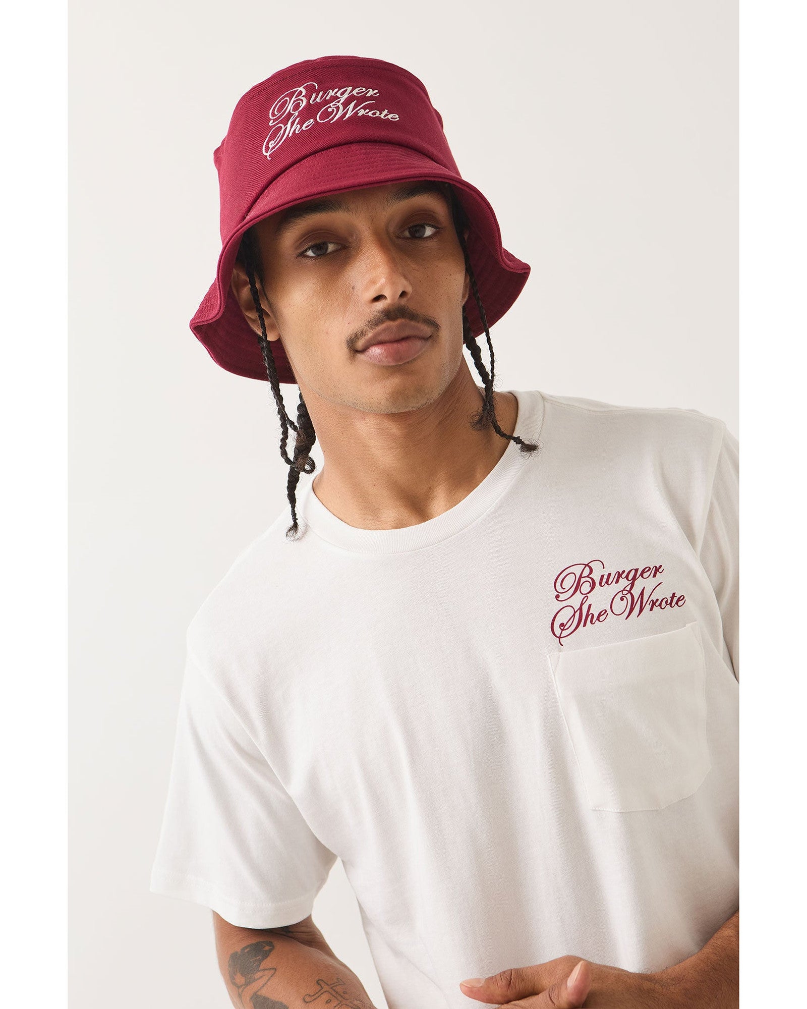 BURGER SHE WROTE POCKET TEE - WHITE