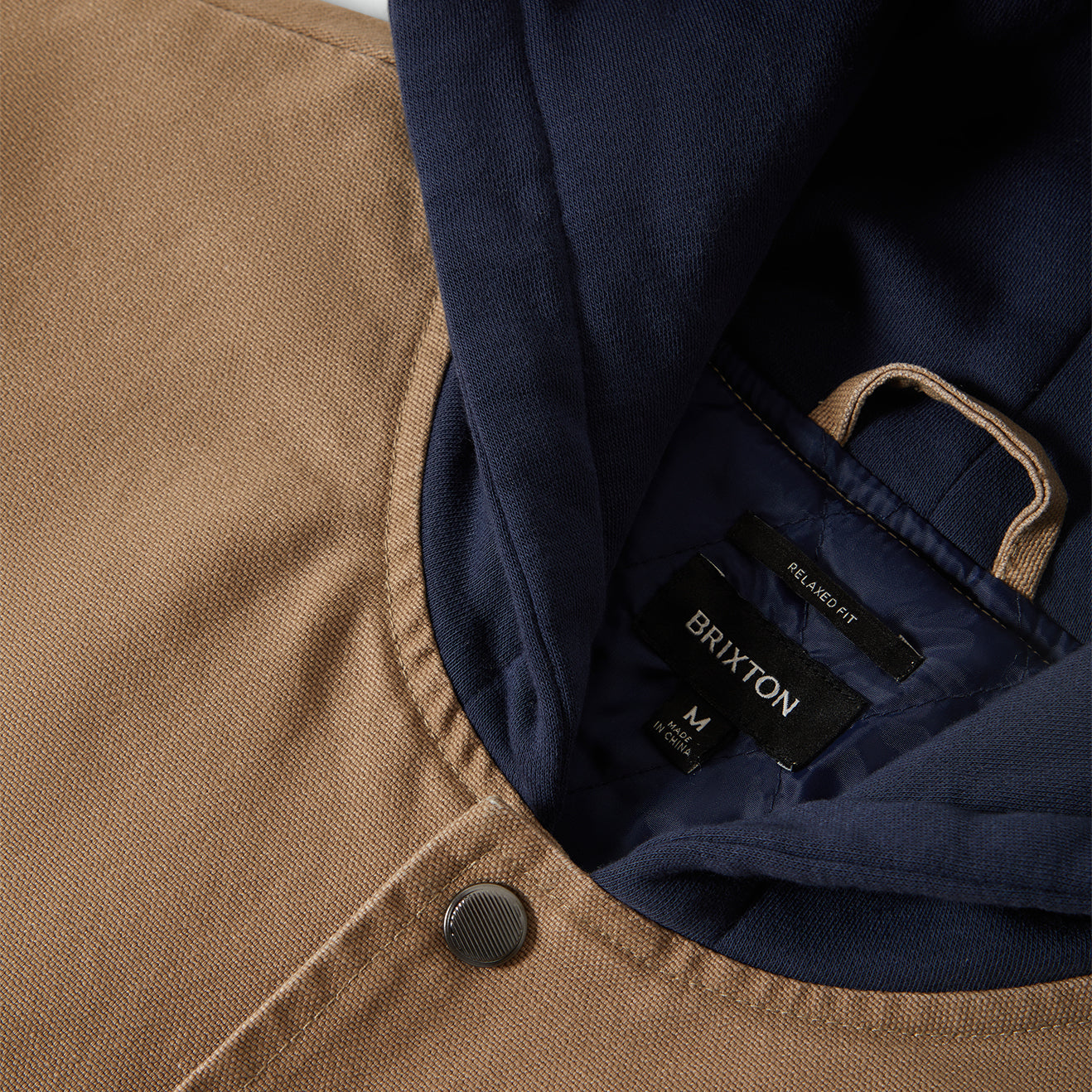 CANVAS HOODED BOMBER JKT - KHAKI/MOOD INDIGO
