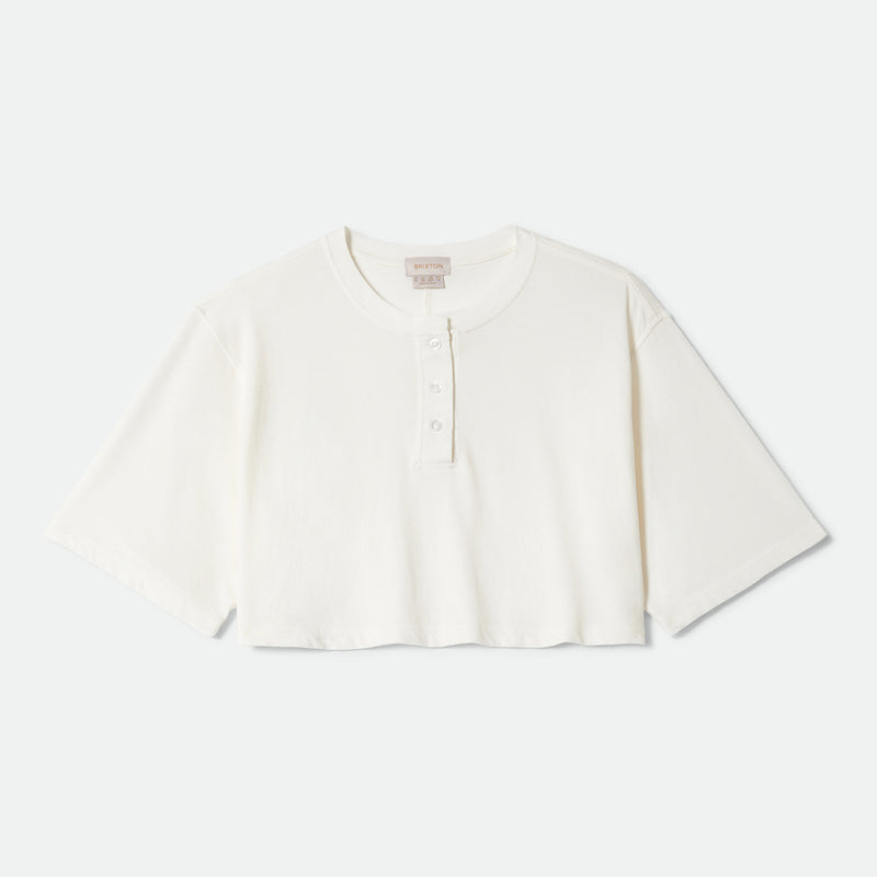 CAREFREE ORGANIC GD CROPPED HENLEY - OFF WHITE