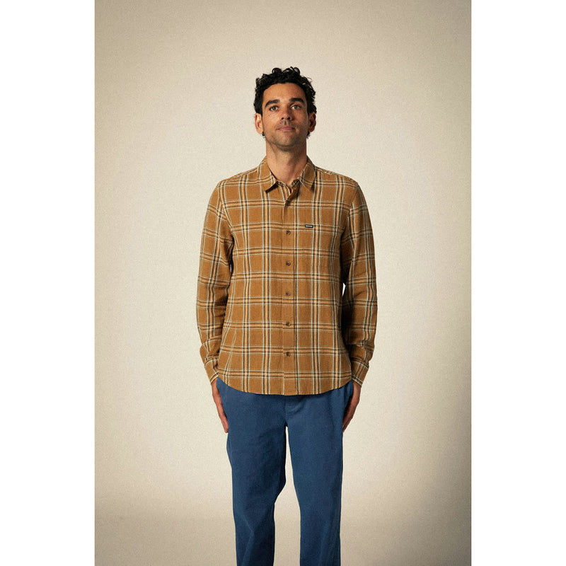 CHARTER LINEN BLEND L/S WVN - WASHED COPPER/WHITECAP PLAID